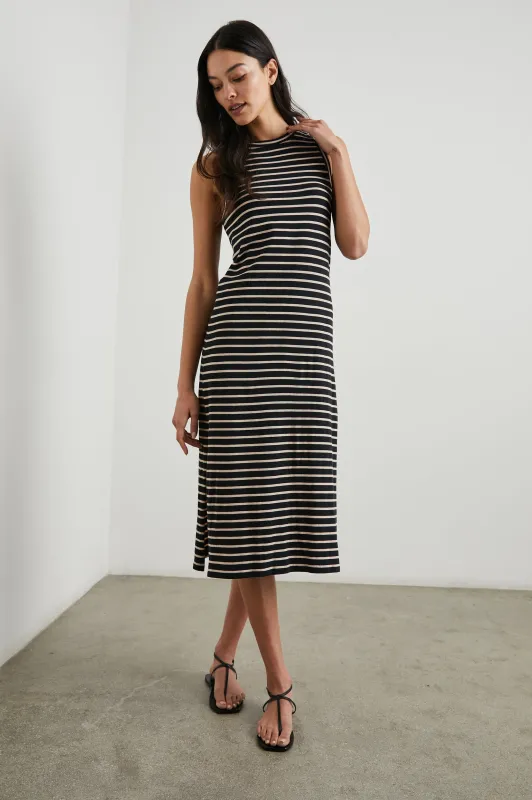 THE TANK DRESS - BLACK IVORY STRIPE sold by Rails