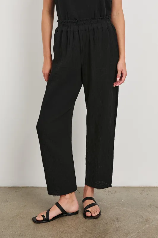 LEON CROP PANT - BLACK GAUZE sold by Rails