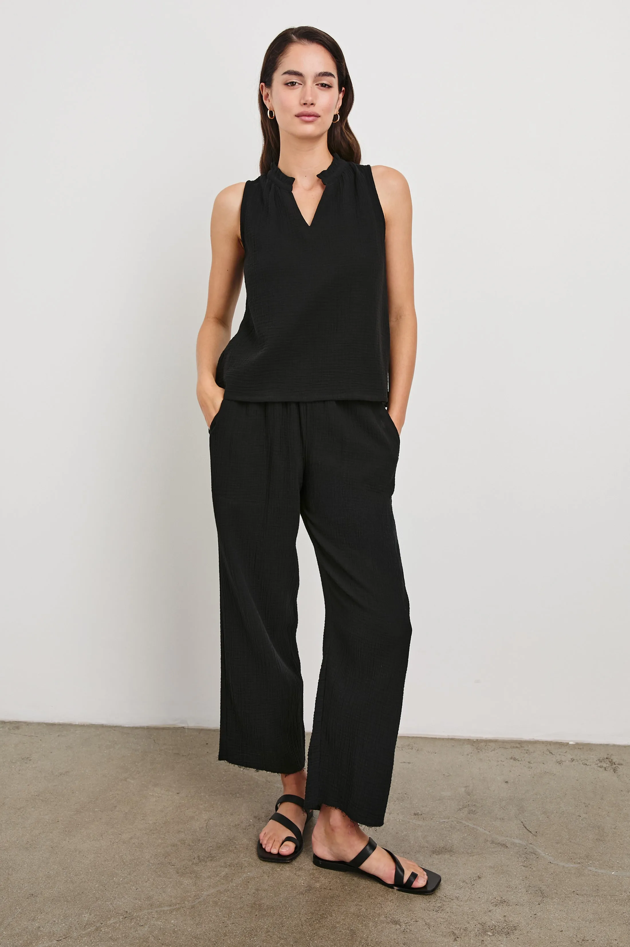 LEON CROP PANT - BLACK GAUZE sold by Rails product image thumbnail 3