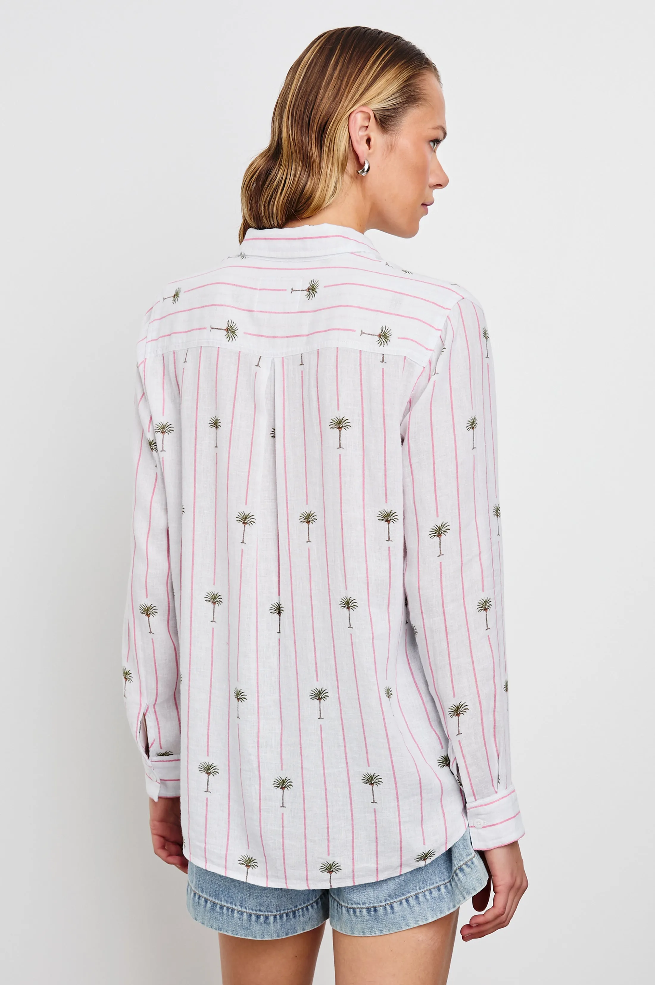 CHARLI SHIRT - PINK PALM STRIPE sold by Rails product image thumbnail 5