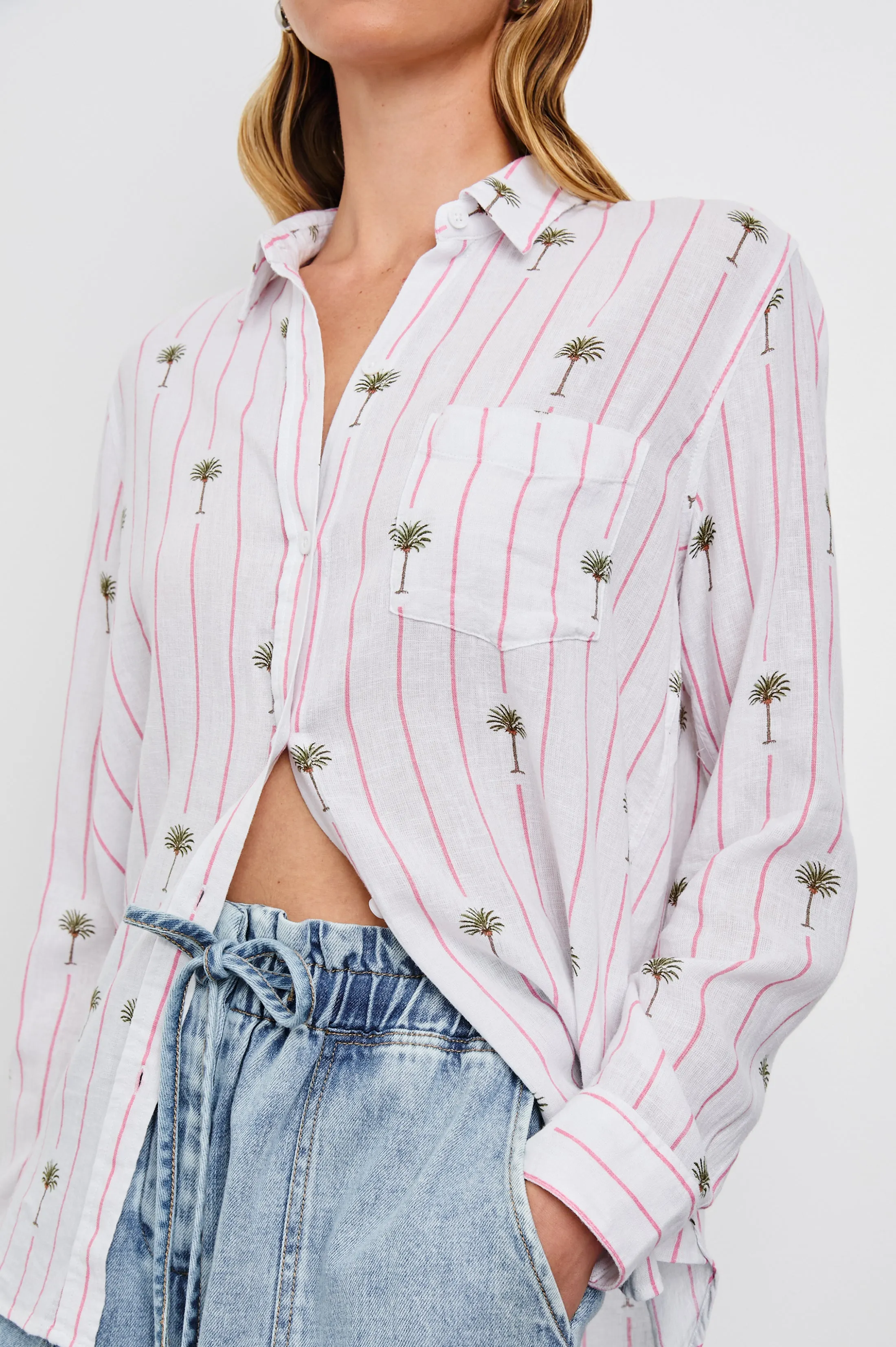 CHARLI SHIRT - PINK PALM STRIPE sold by Rails product image thumbnail 2