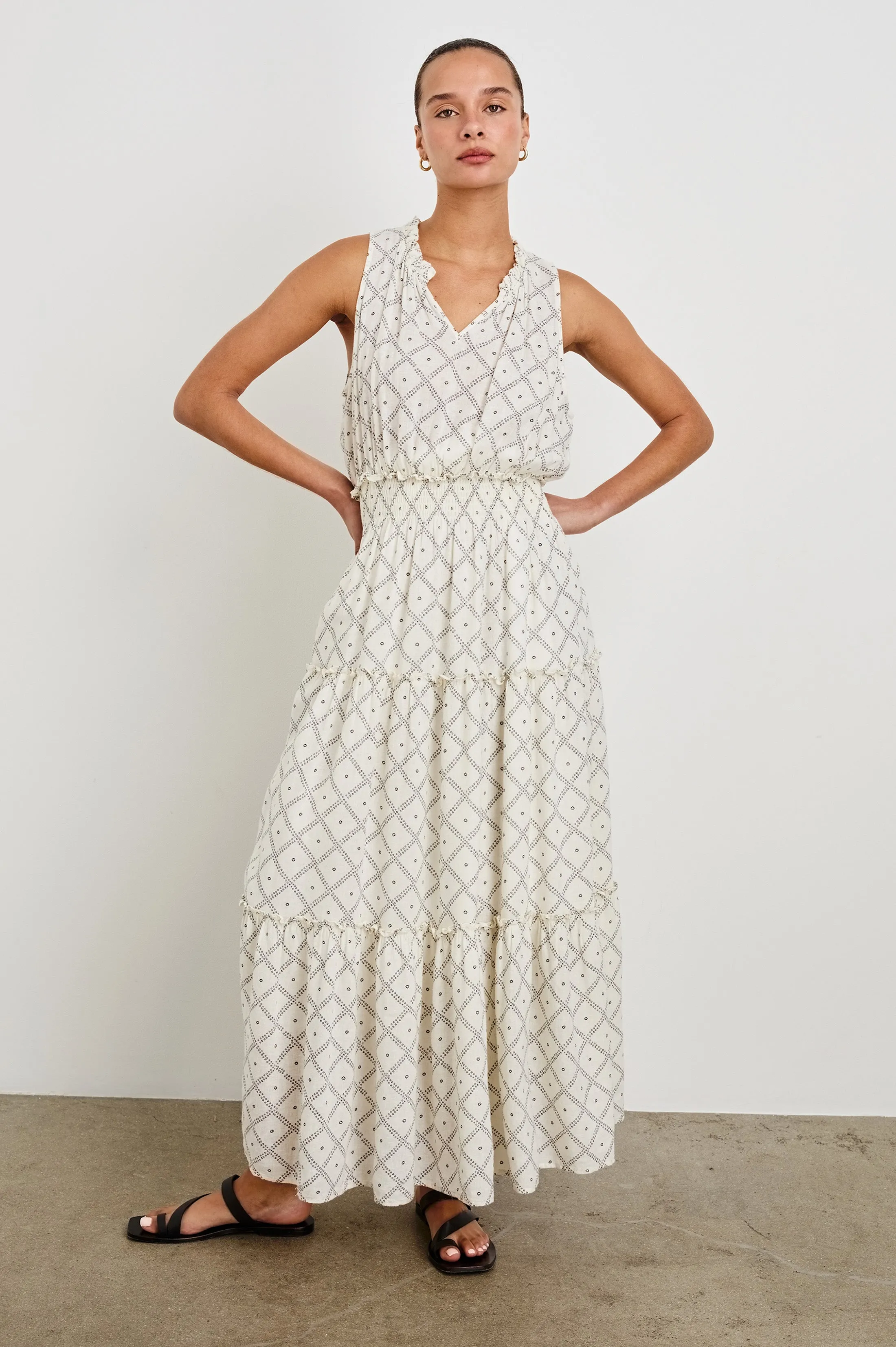 LOULOU DRESS - IVORY ZANZIBAR sold by Rails