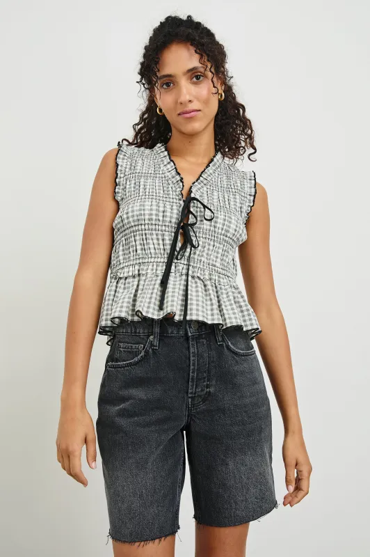 MARTINE TOP - IVORY JET GINGHAM sold by Rails