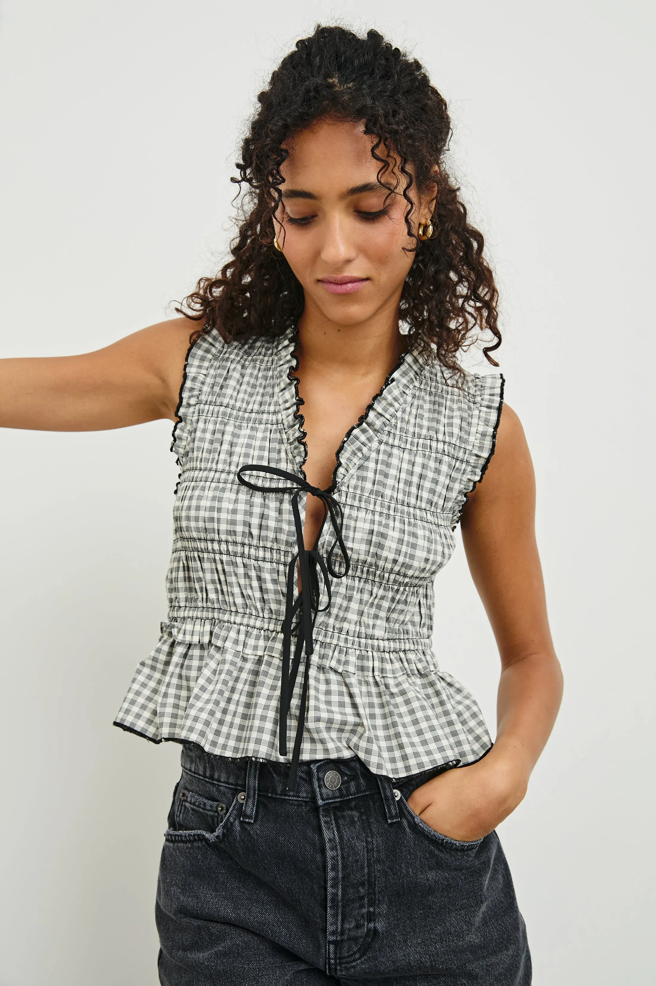 MARTINE TOP - IVORY JET GINGHAM sold by Rails product image thumbnail 4