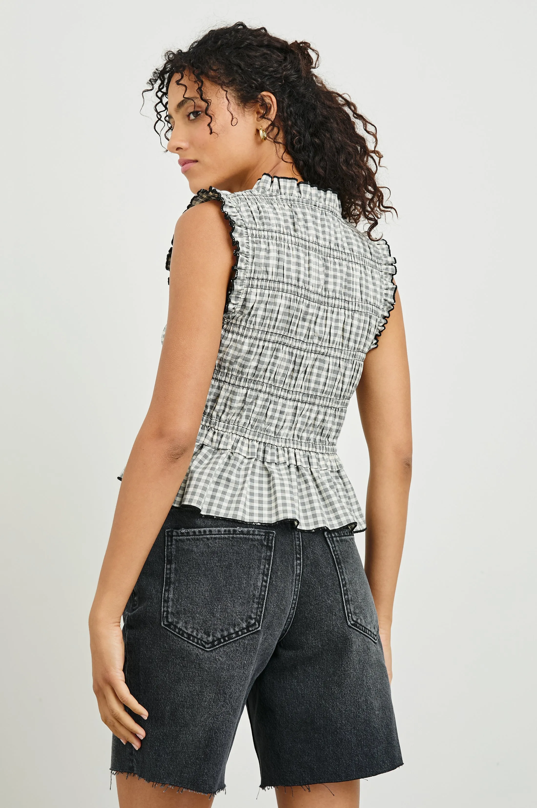 MARTINE TOP - IVORY JET GINGHAM sold by Rails product image thumbnail 5