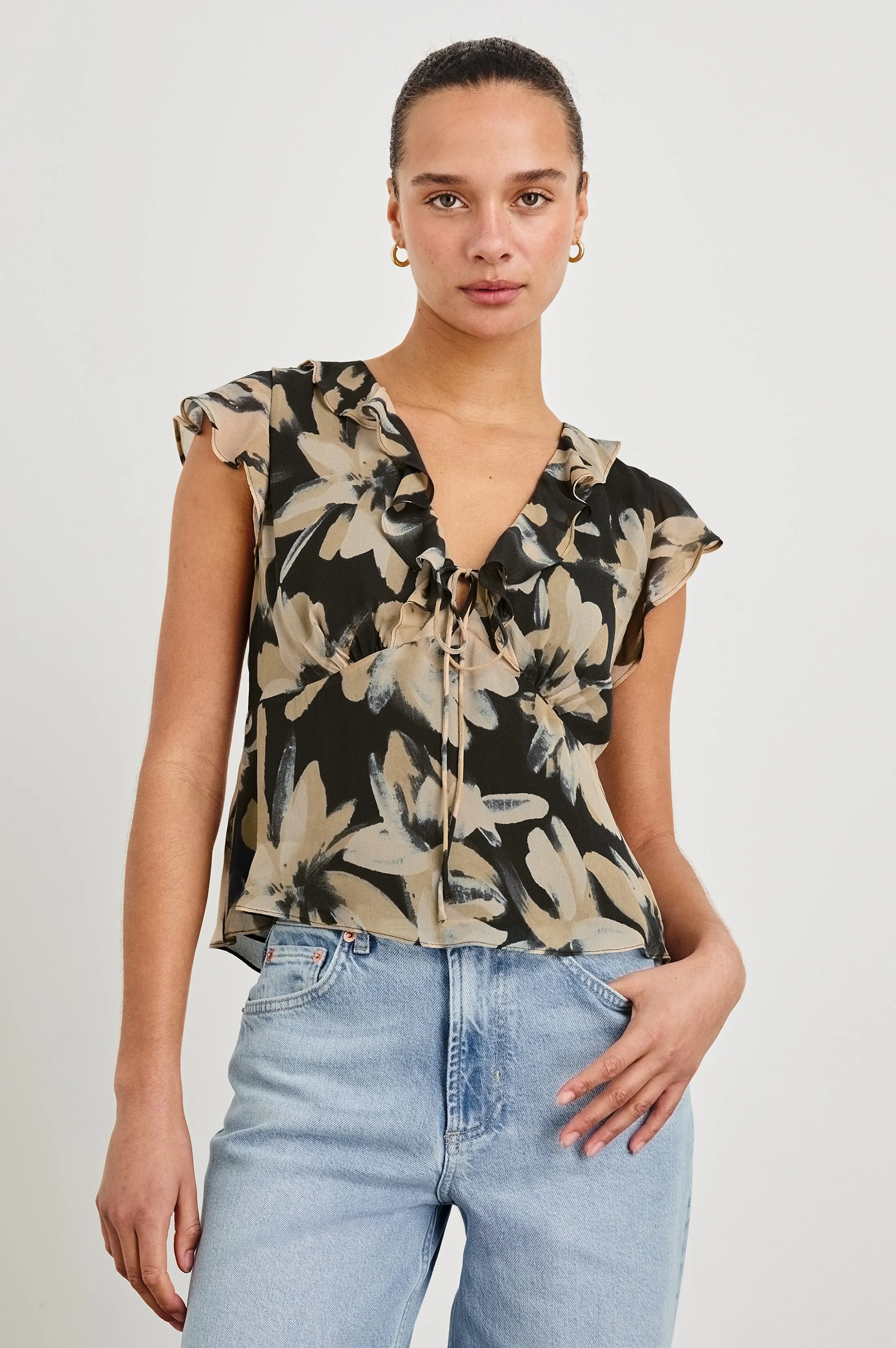CARMINE TOP - CHARCOAL LILY sold by Rails