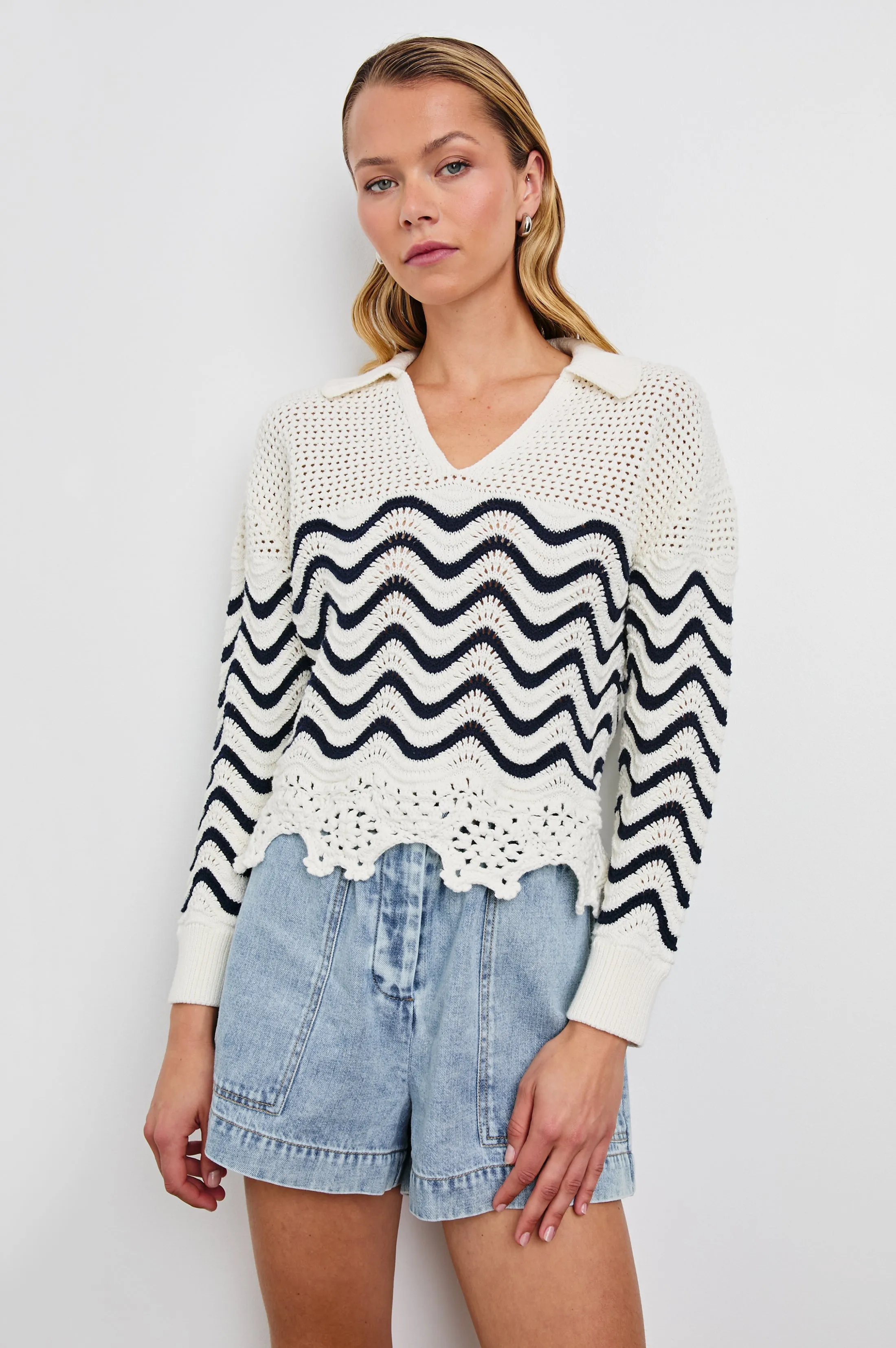 LOUISE SWEATER - WAVE STRIPE sold by Rails