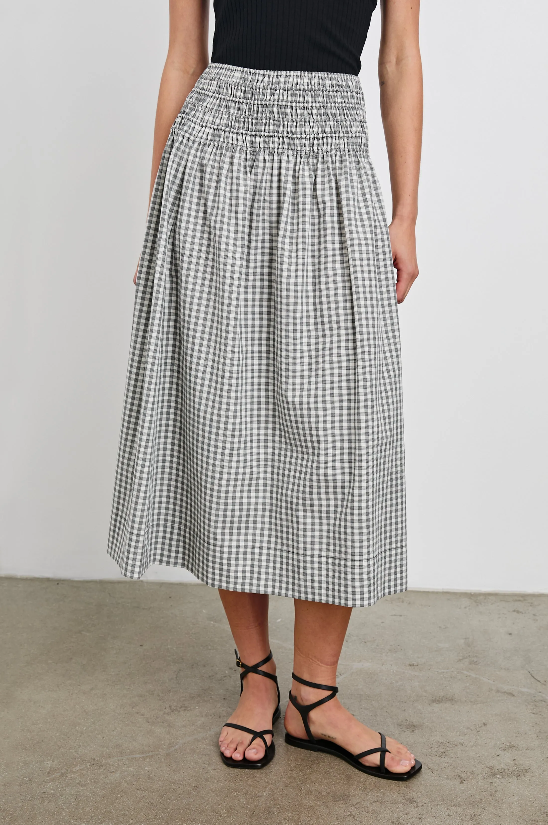 ALESSA SKIRT - IVORY JET GINGHAM sold by Rails