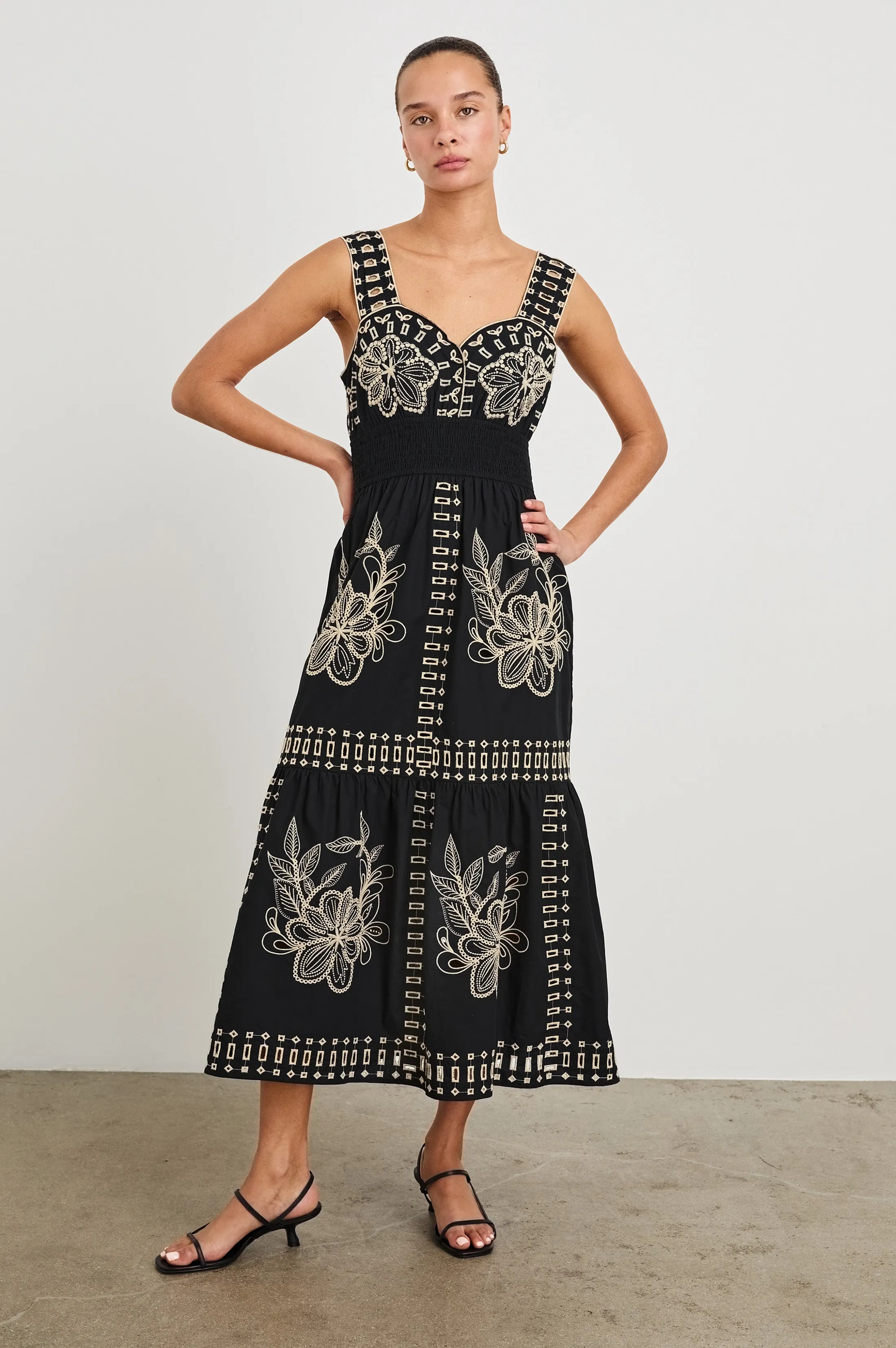 FAWN DRESS - BLACK TAN EMBROIDERY sold by Rails