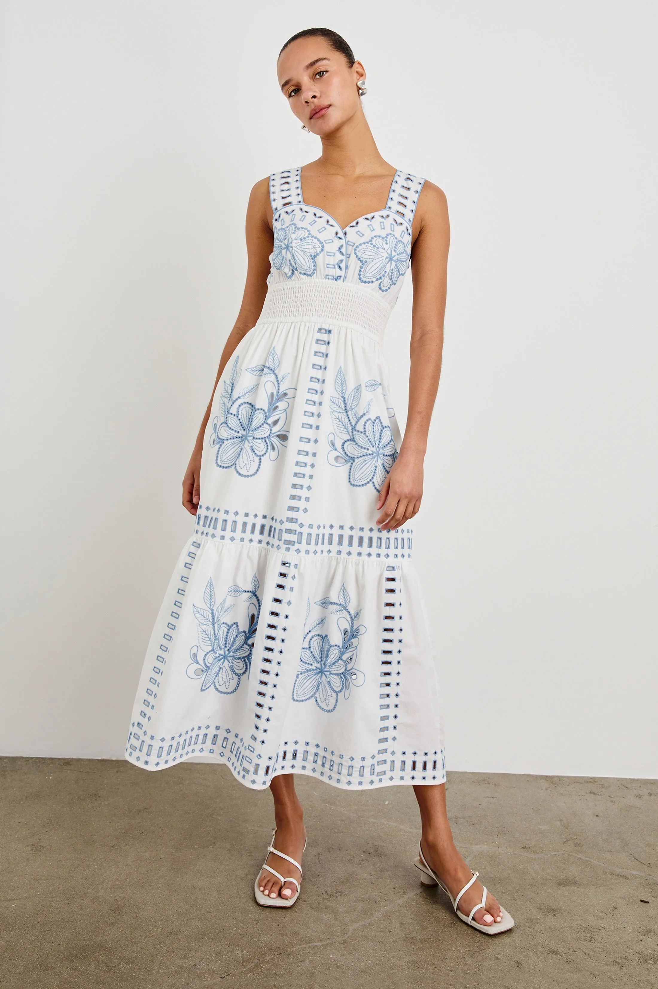 FAWN DRESS - WHITE BLUE EMBROIDERY sold by Rails product image thumbnail 3