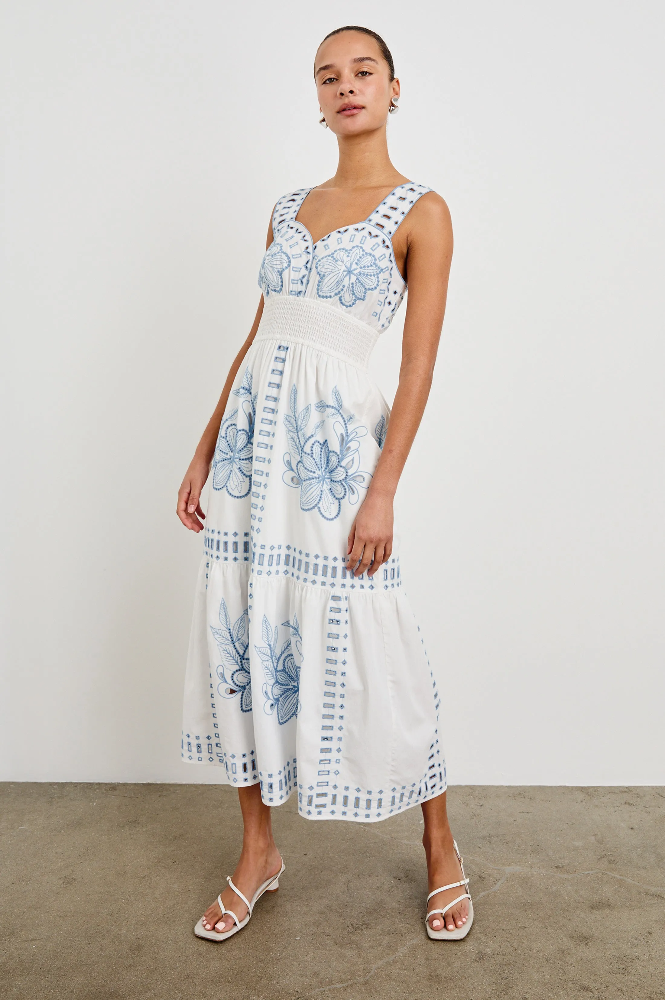 FAWN DRESS - WHITE BLUE EMBROIDERY sold by Rails product image thumbnail 4