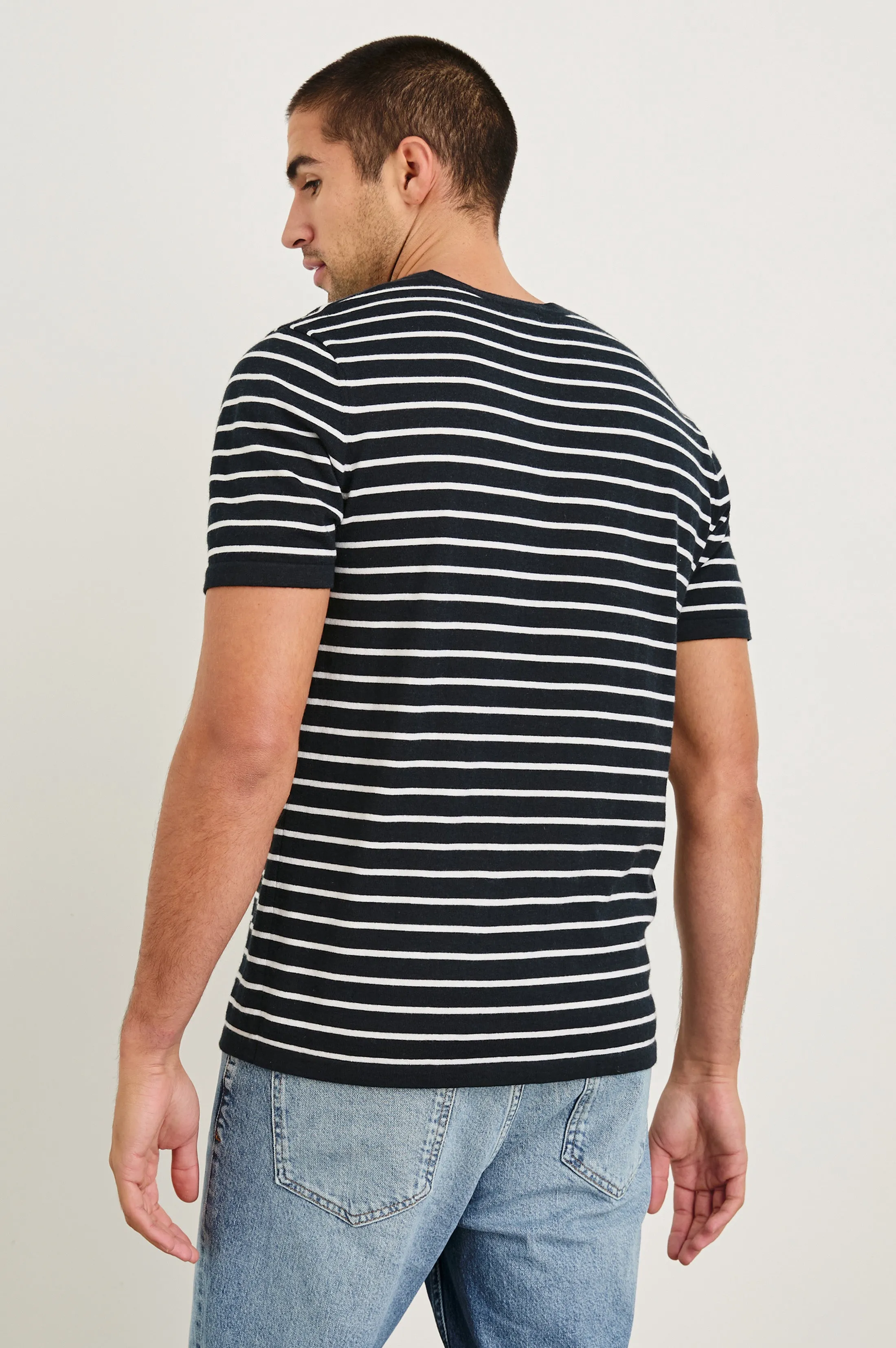 MASON COTTON CASHMERE T-SHIRT - NAUTICAL NAVY STRIPE sold by Rails product image thumbnail 4