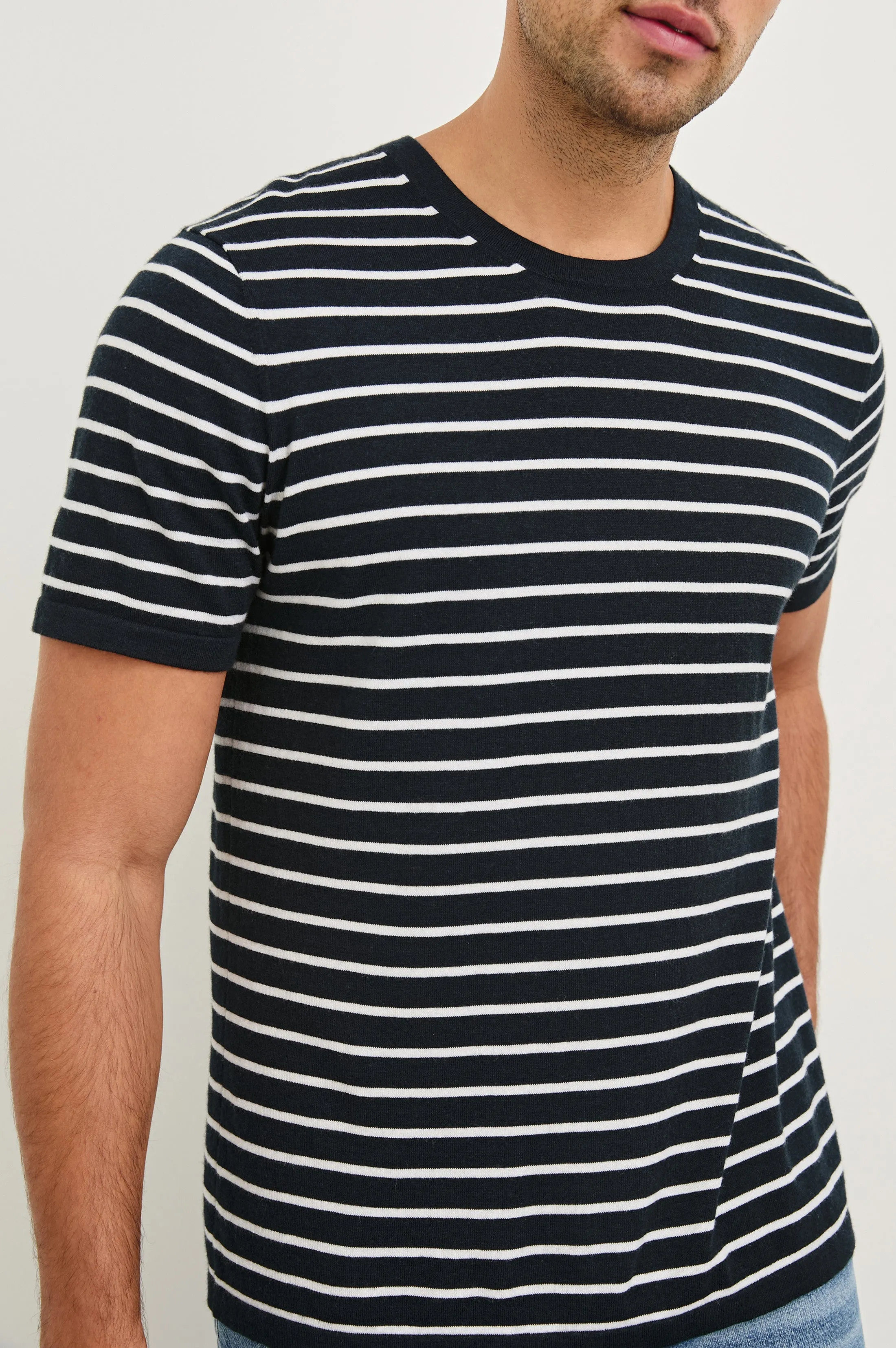 MASON COTTON CASHMERE T-SHIRT - NAUTICAL NAVY STRIPE sold by Rails product image thumbnail 2