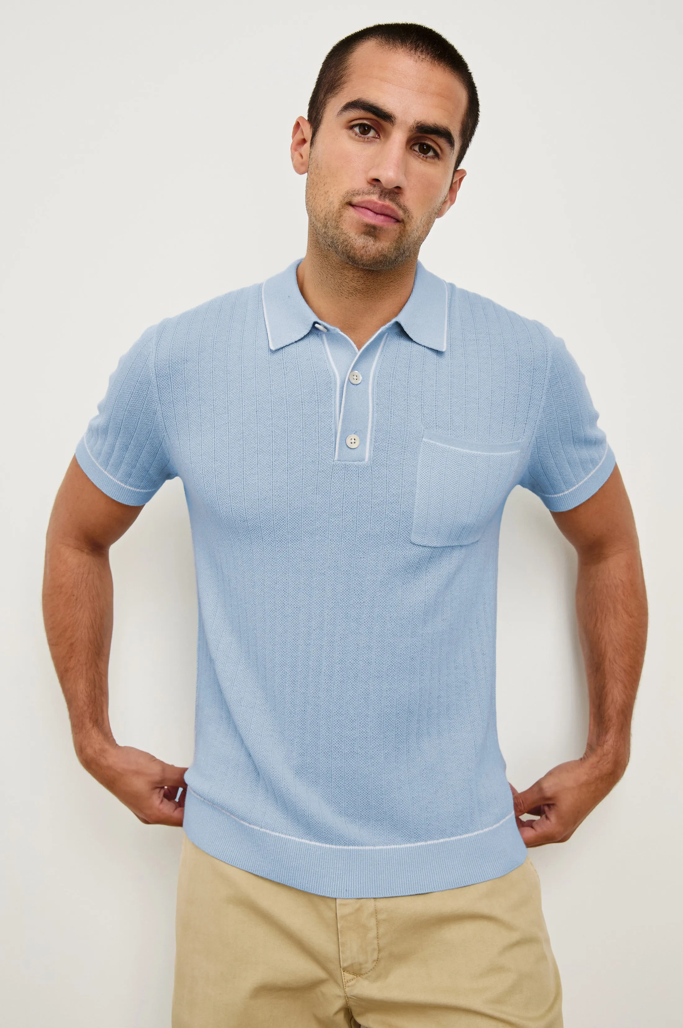 HARDY POLO SHIRT - LIGHT BLUE MELANGE sold by Rails