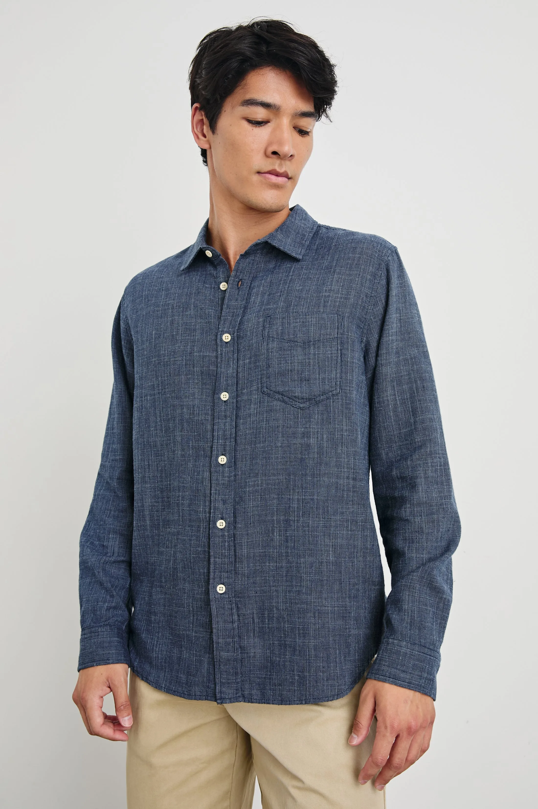 WYATT RELAXED FIT SHIRT - NAVY ETCH sold by Rails