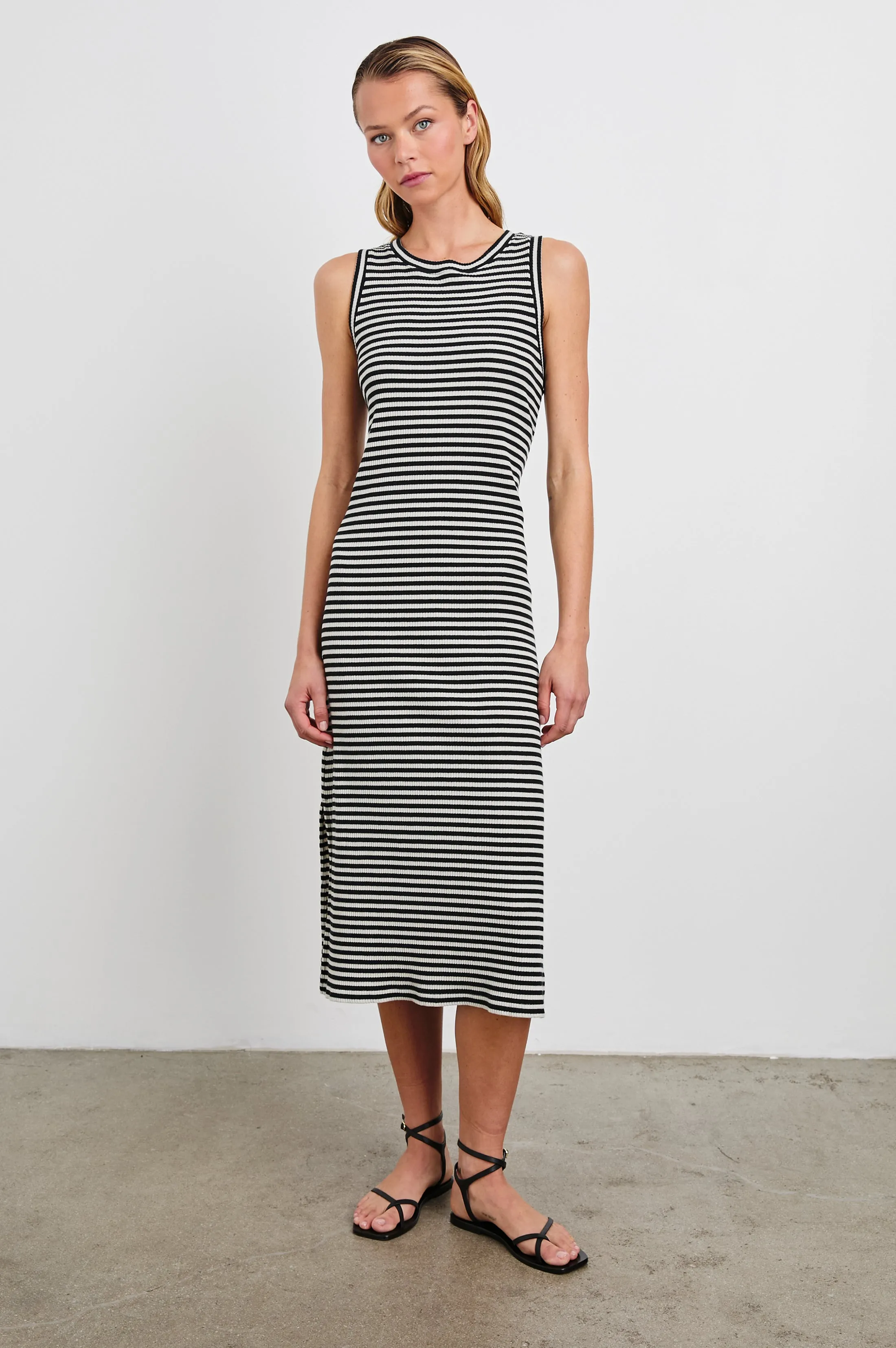 THE TANK DRESS - BLACK BIRCH STRIPE sold by Rails