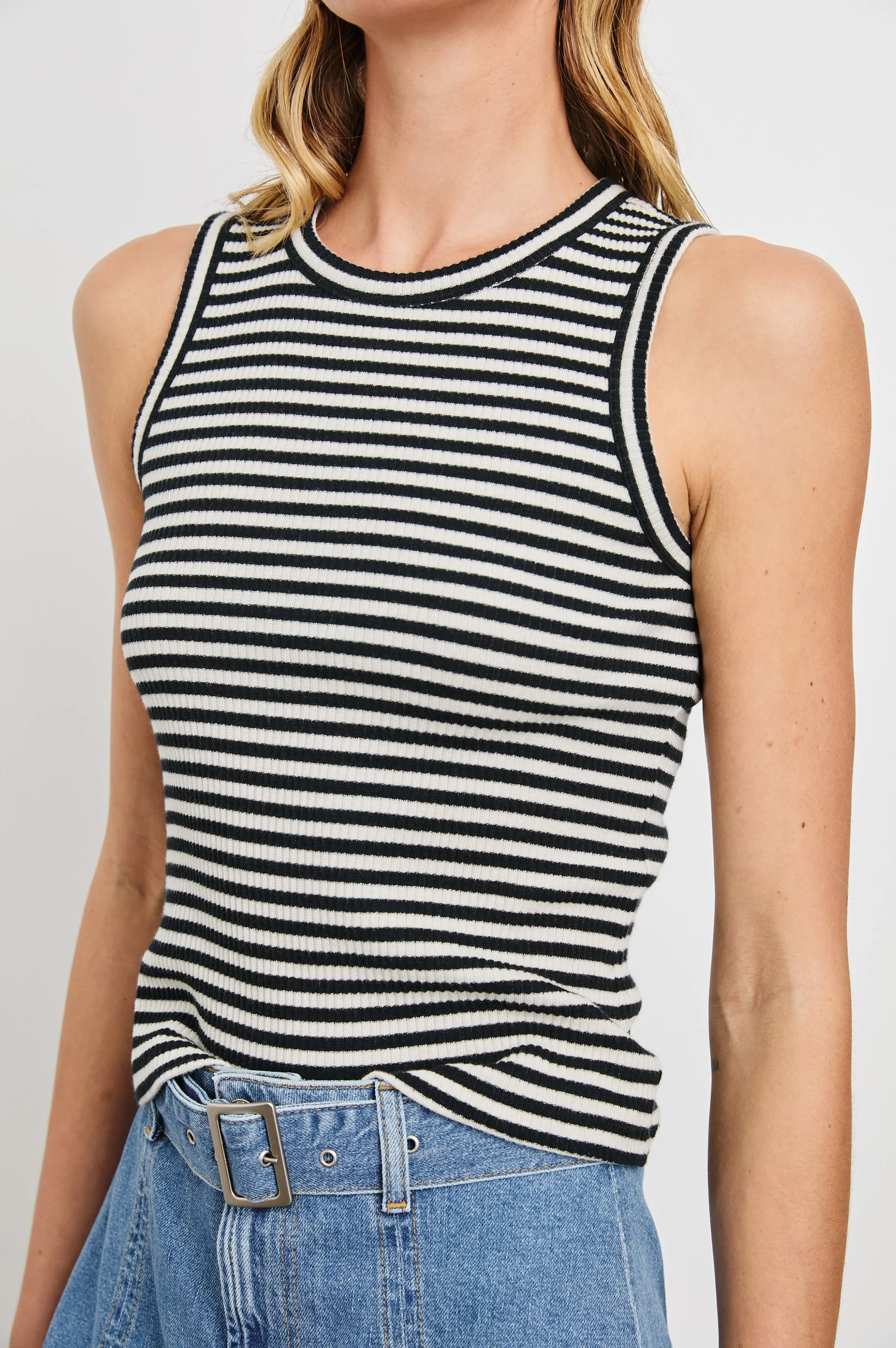 THE RACER TANK - BLACK BIRCH STRIPE sold by Rails product image thumbnail 2