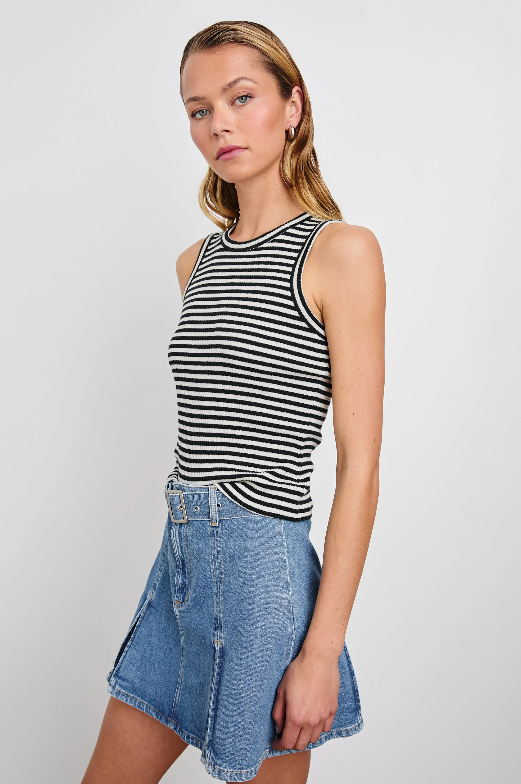 THE RACER TANK - BLACK BIRCH STRIPE sold by Rails product image thumbnail 4