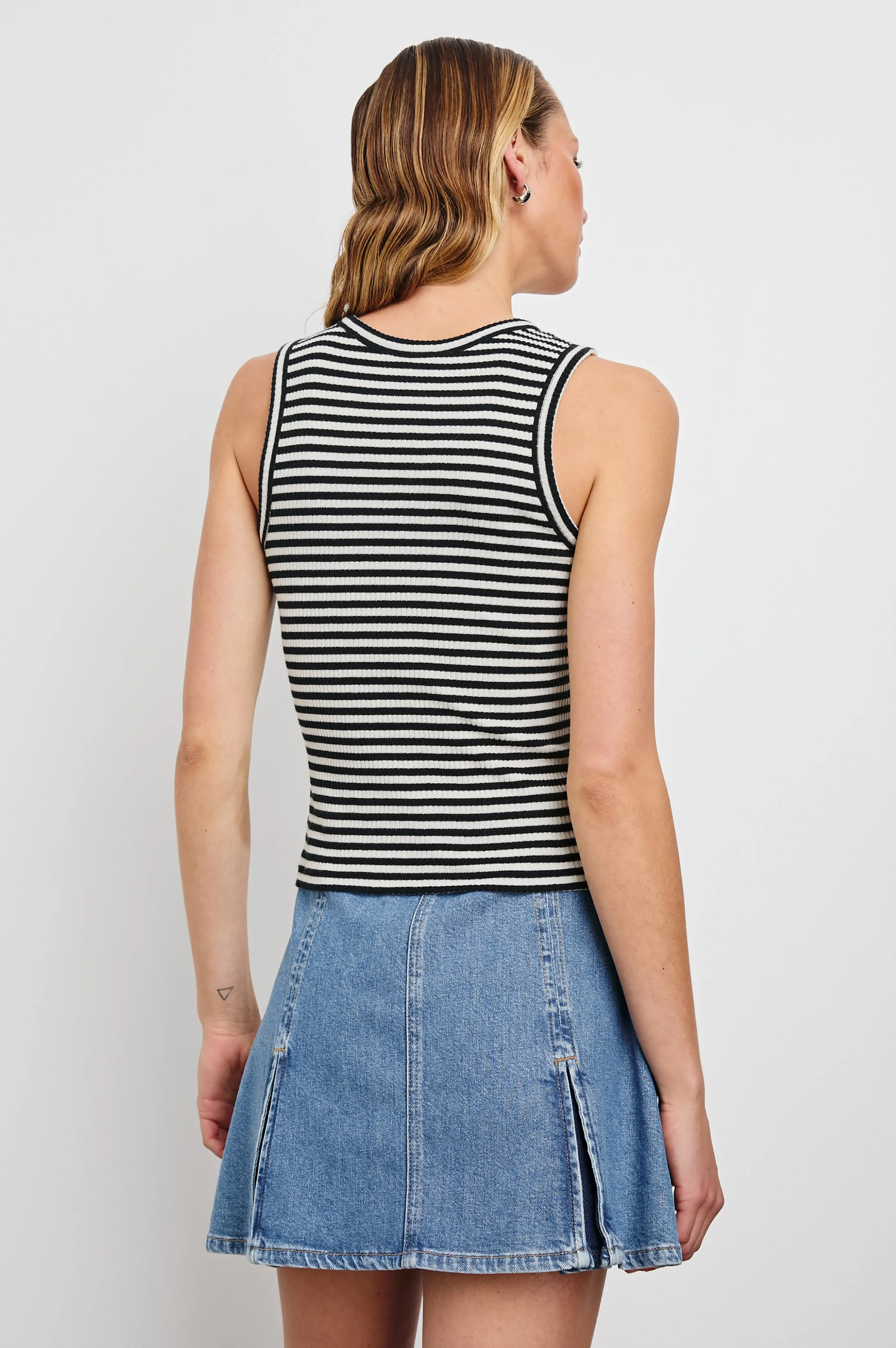 THE RACER TANK - BLACK BIRCH STRIPE sold by Rails product image thumbnail 5