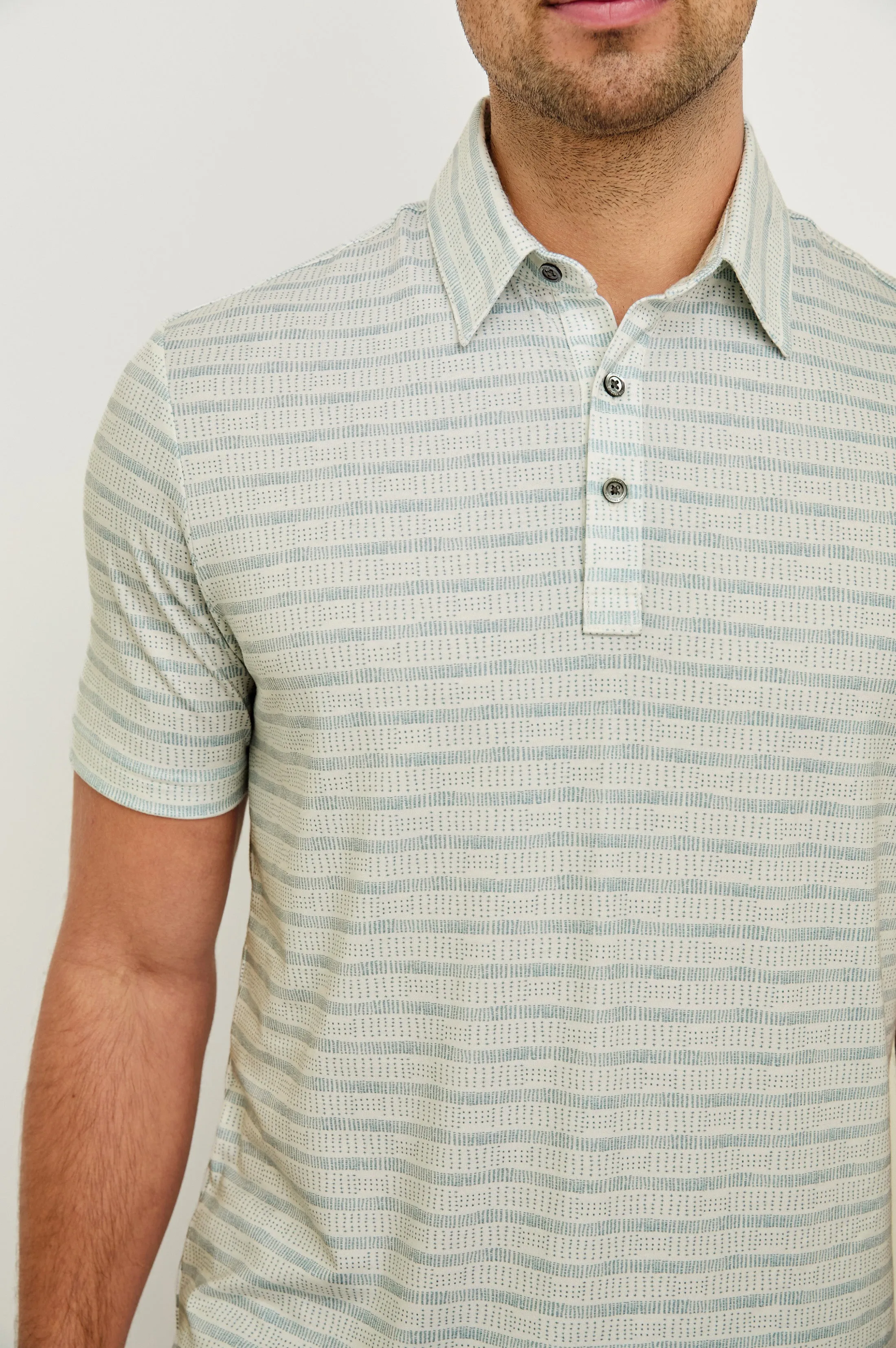 MERCED GOLF POLO SHIRT - SASHIKO BORDER WHITE sold by Rails product image thumbnail 2