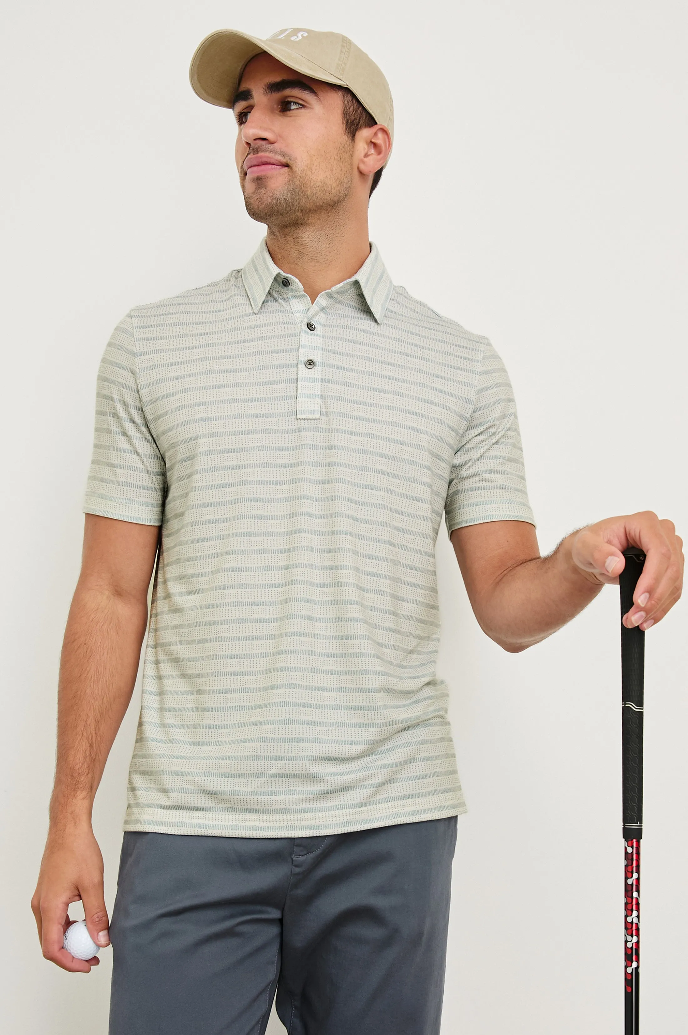 MERCED GOLF POLO SHIRT - SASHIKO BORDER WHITE sold by Rails