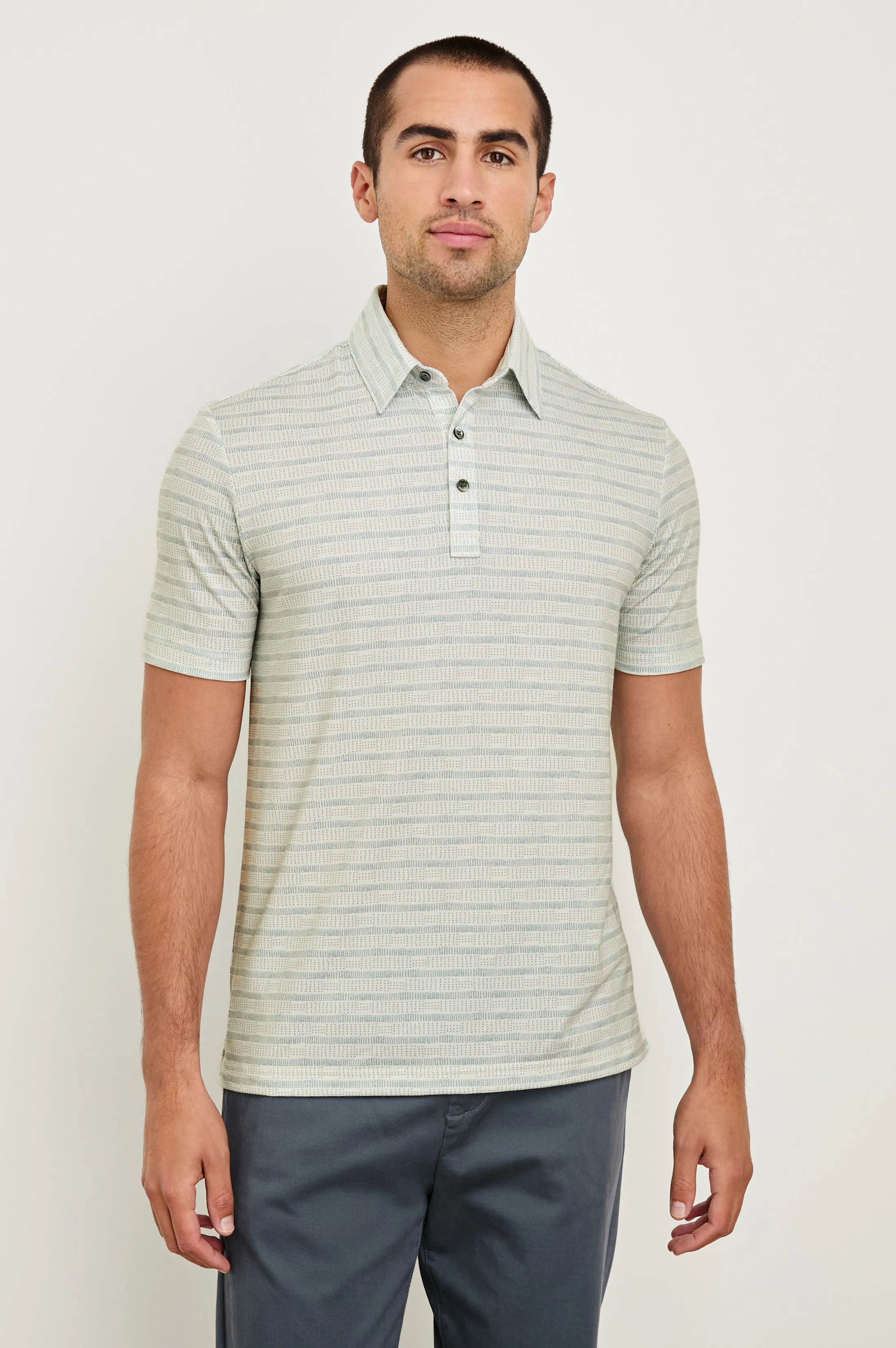 MERCED GOLF POLO SHIRT - SASHIKO BORDER WHITE sold by Rails product image thumbnail 4