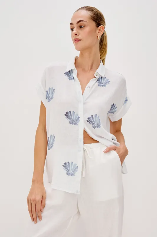JAMIE SHIRT - BLUE SEASHELLS sold by Rails