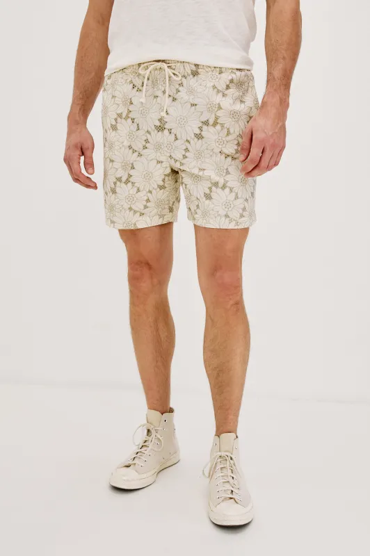 LOGAN SHORT - KHAKI WHITE SUNFLOWER sold by Rails