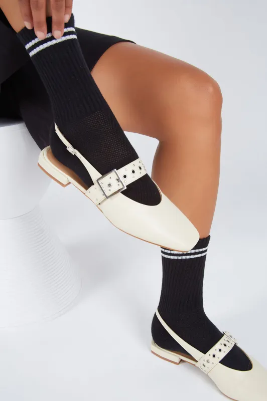INTENTIONALLY BLANK PEARL BALLET FLAT - CREAM sold by Rails