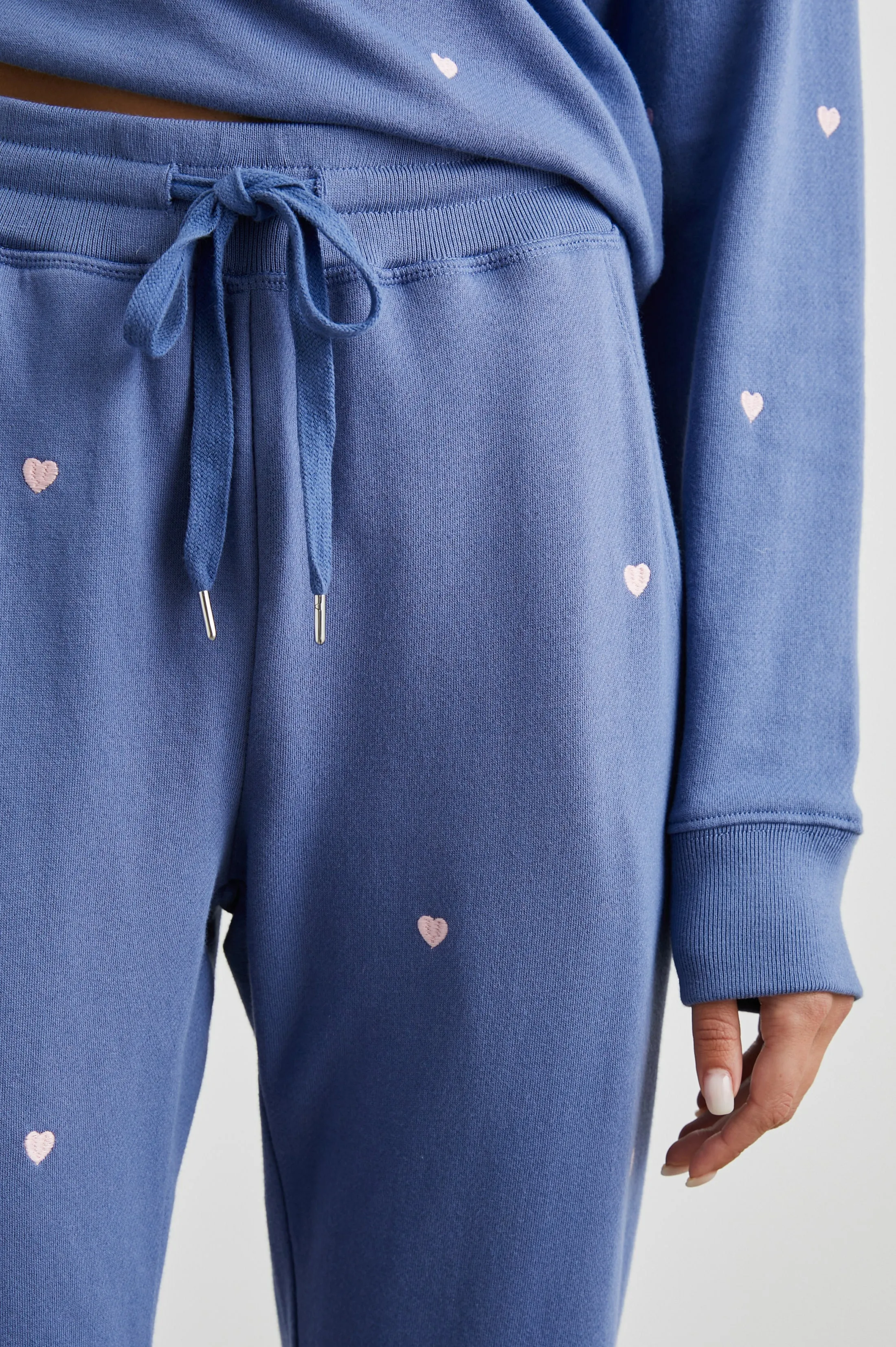 KINGSTON SWEATPANT - PINK PERIWINKLE HEARTS EMBROIDERY sold by Rails product image thumbnail 2