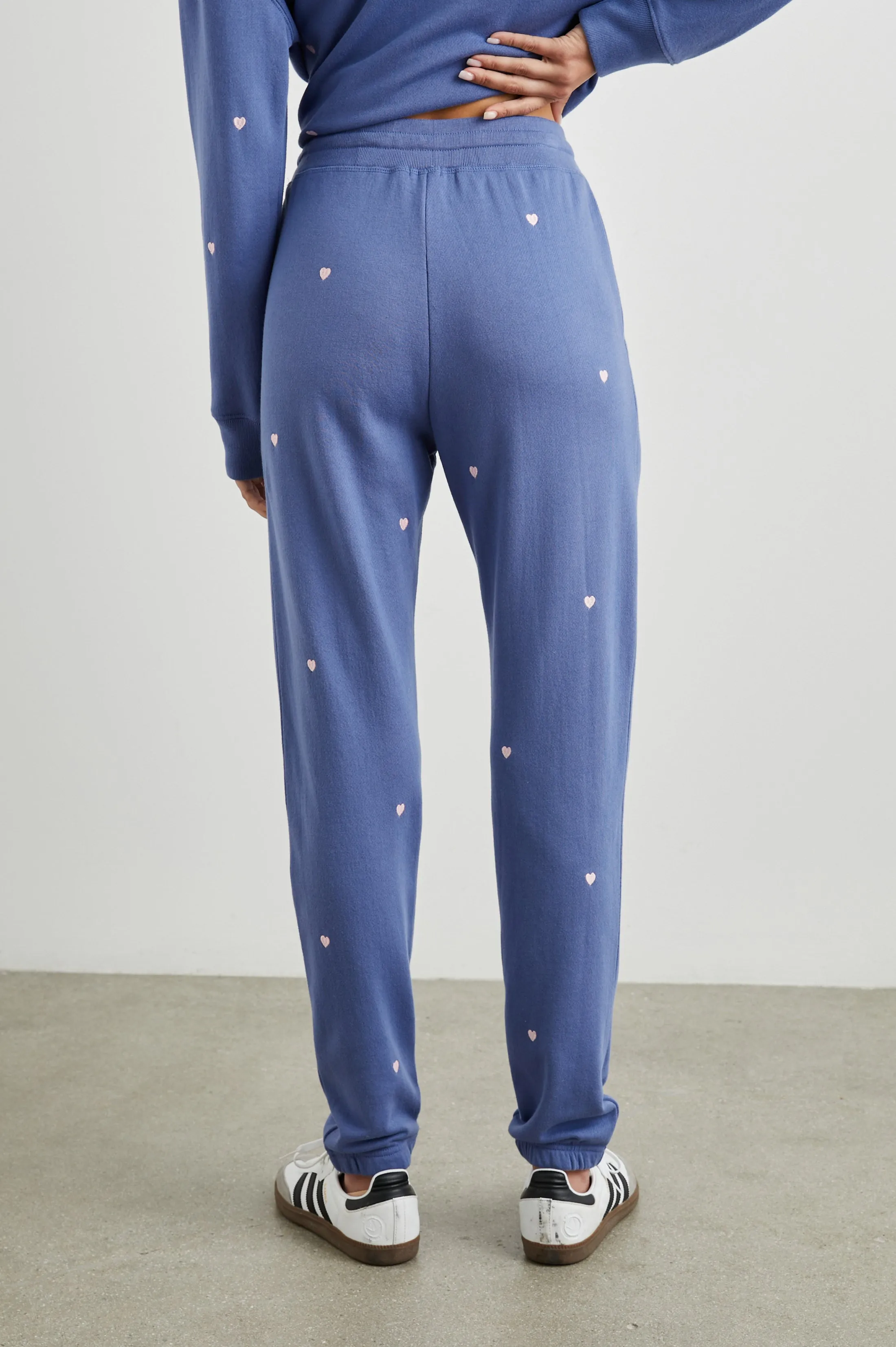 KINGSTON SWEATPANT - PINK PERIWINKLE HEARTS EMBROIDERY sold by Rails product image thumbnail 4