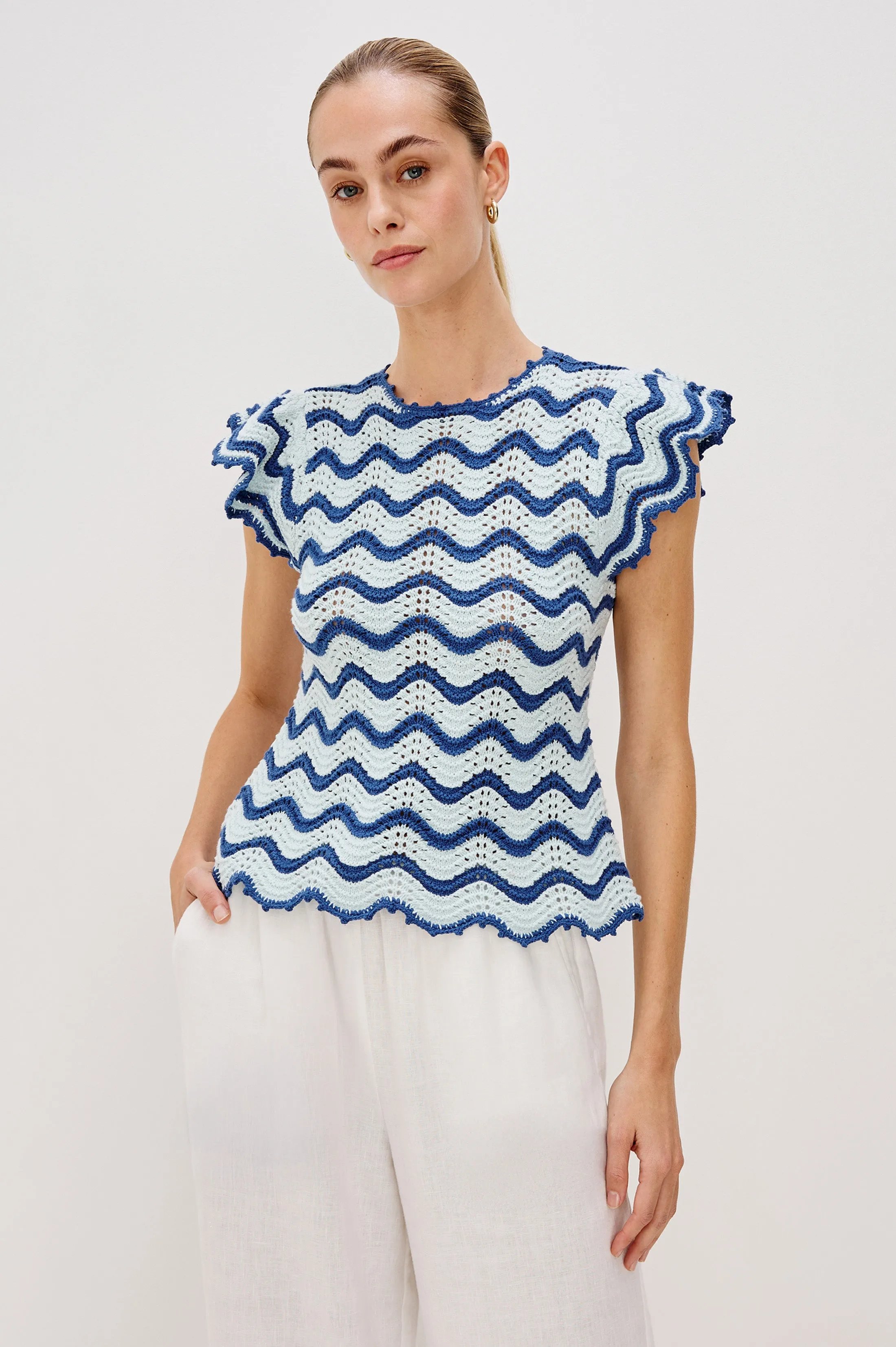 COEN TOP - AZURE SCALLOP sold by Rails