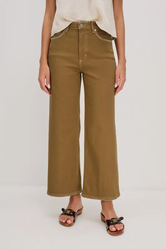GETTY CROP WIDE LEG - SAFARI EMBROIDERED sold by Rails
