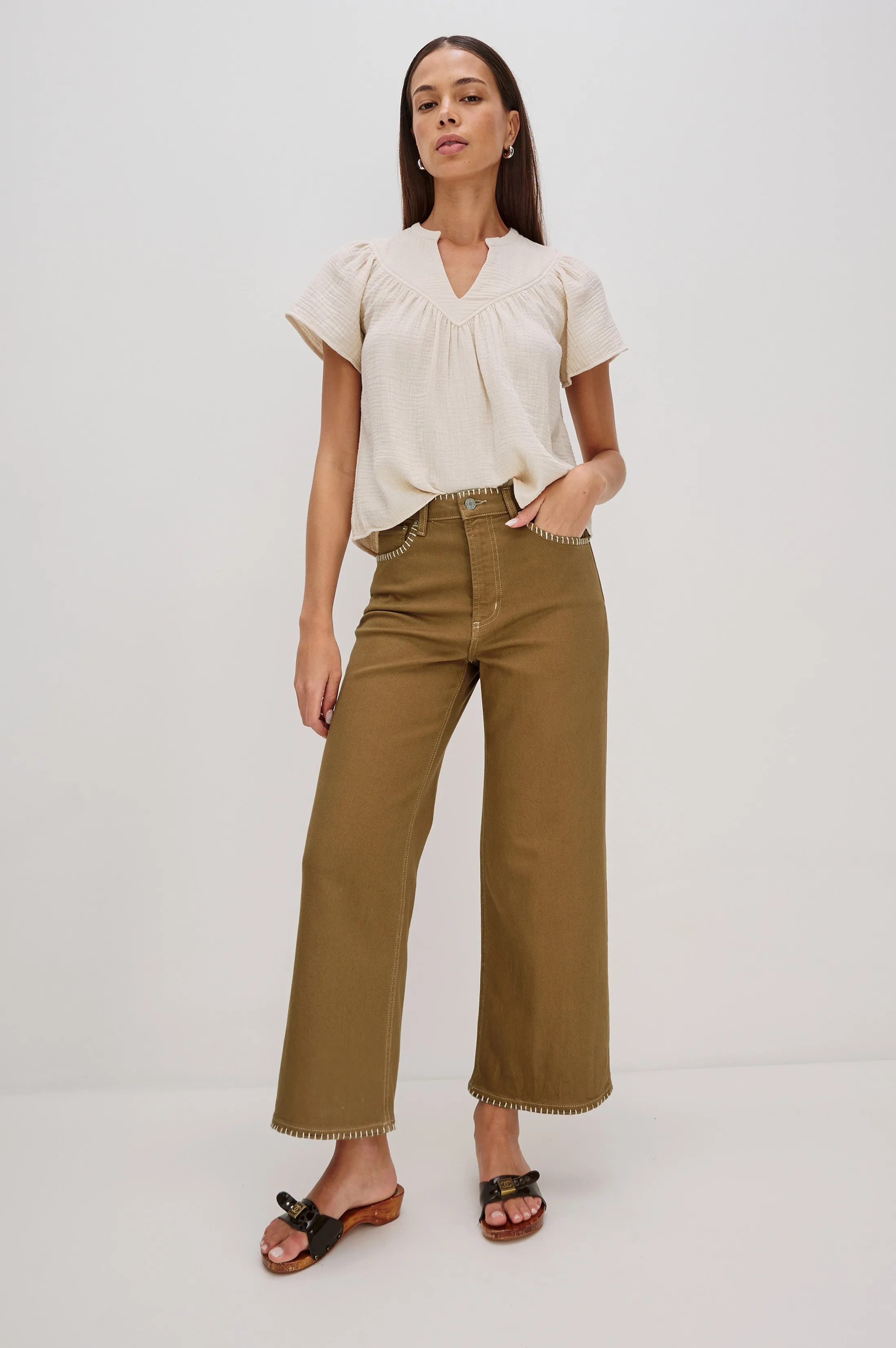 GETTY CROP WIDE LEG - SAFARI EMBROIDERED sold by Rails product image thumbnail 4