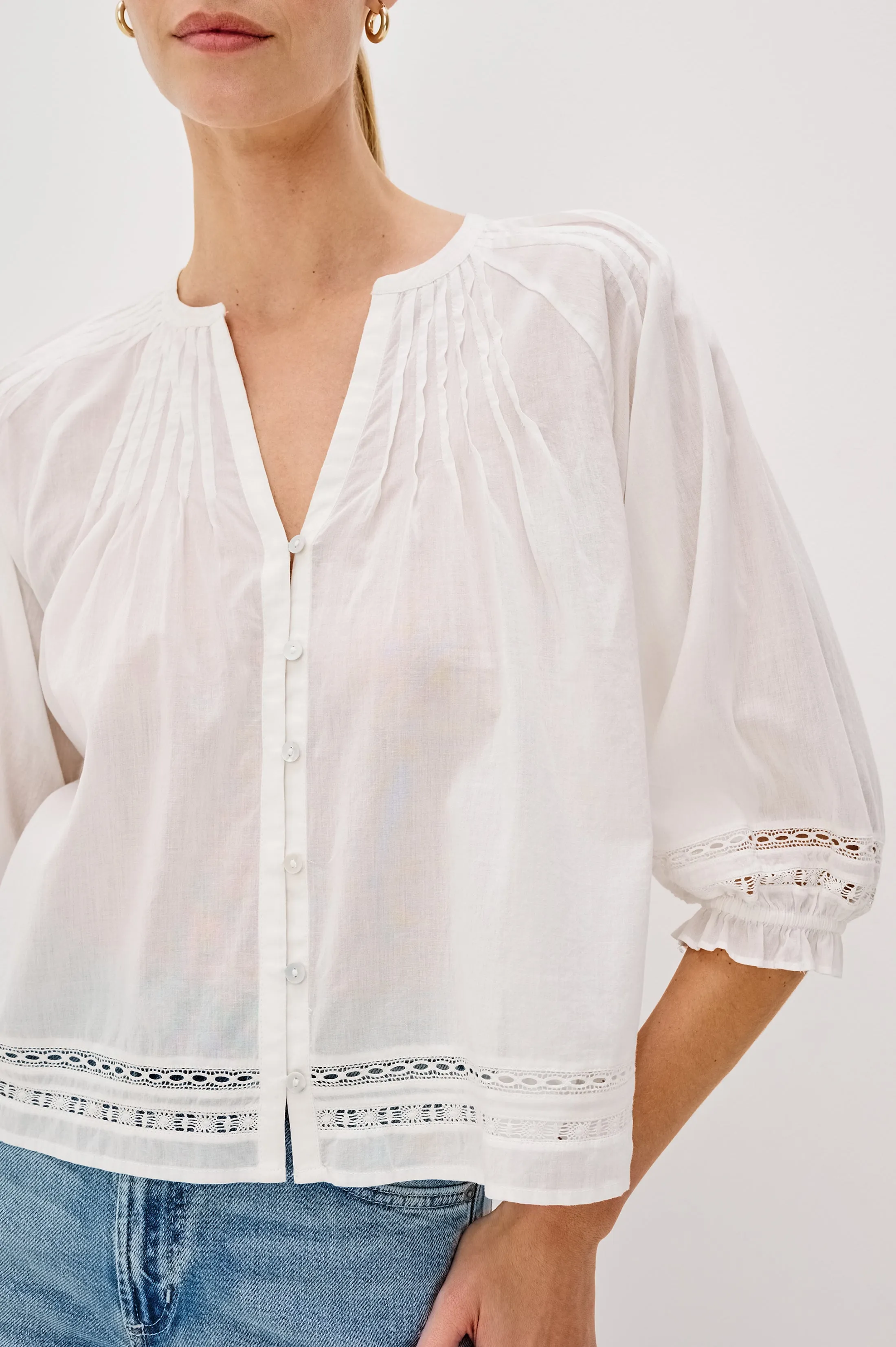 LILAH TOP - WHITE LACE DETAIL sold by Rails product image thumbnail 2