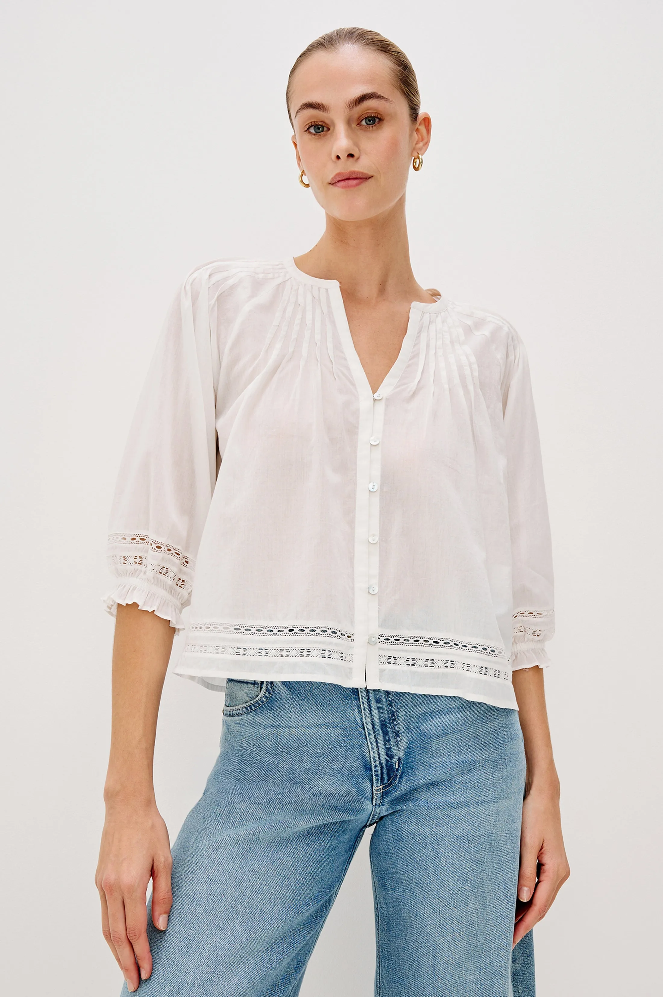 LILAH TOP - WHITE LACE DETAIL sold by Rails