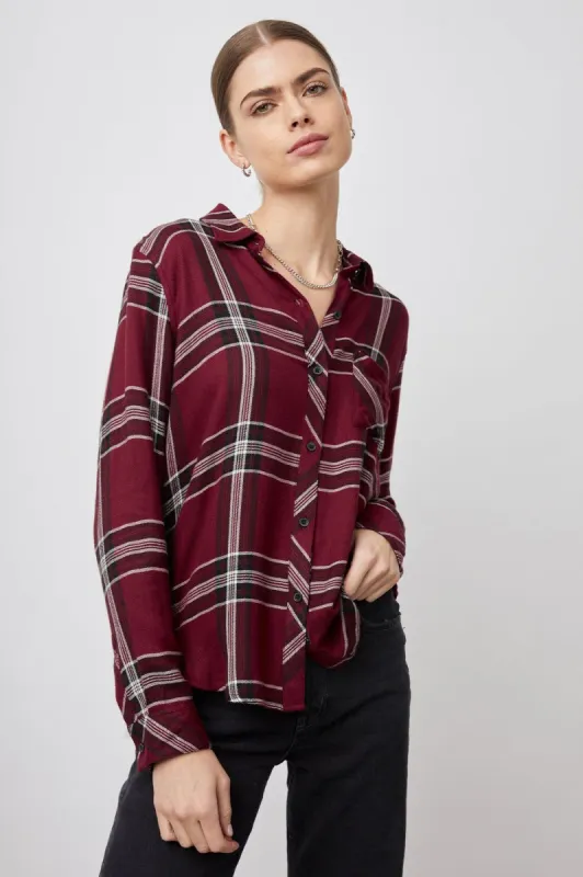 HUNTER SHIRT - SANGRIA BLACK WHITE sold by Rails