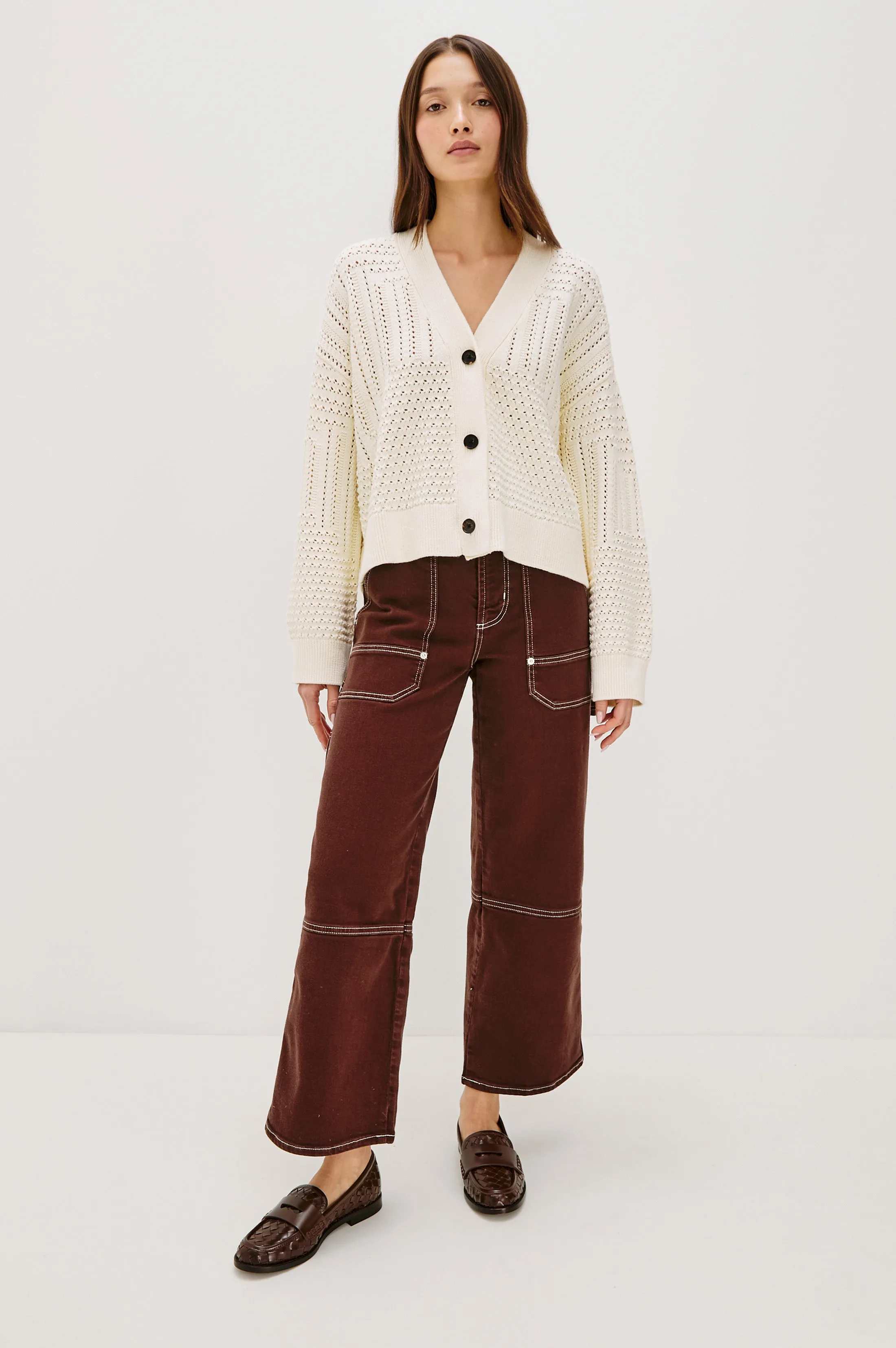 GENEVA CARDIGAN - IVORY PATCHWORK POINTELLE sold by Rails product image thumbnail 4