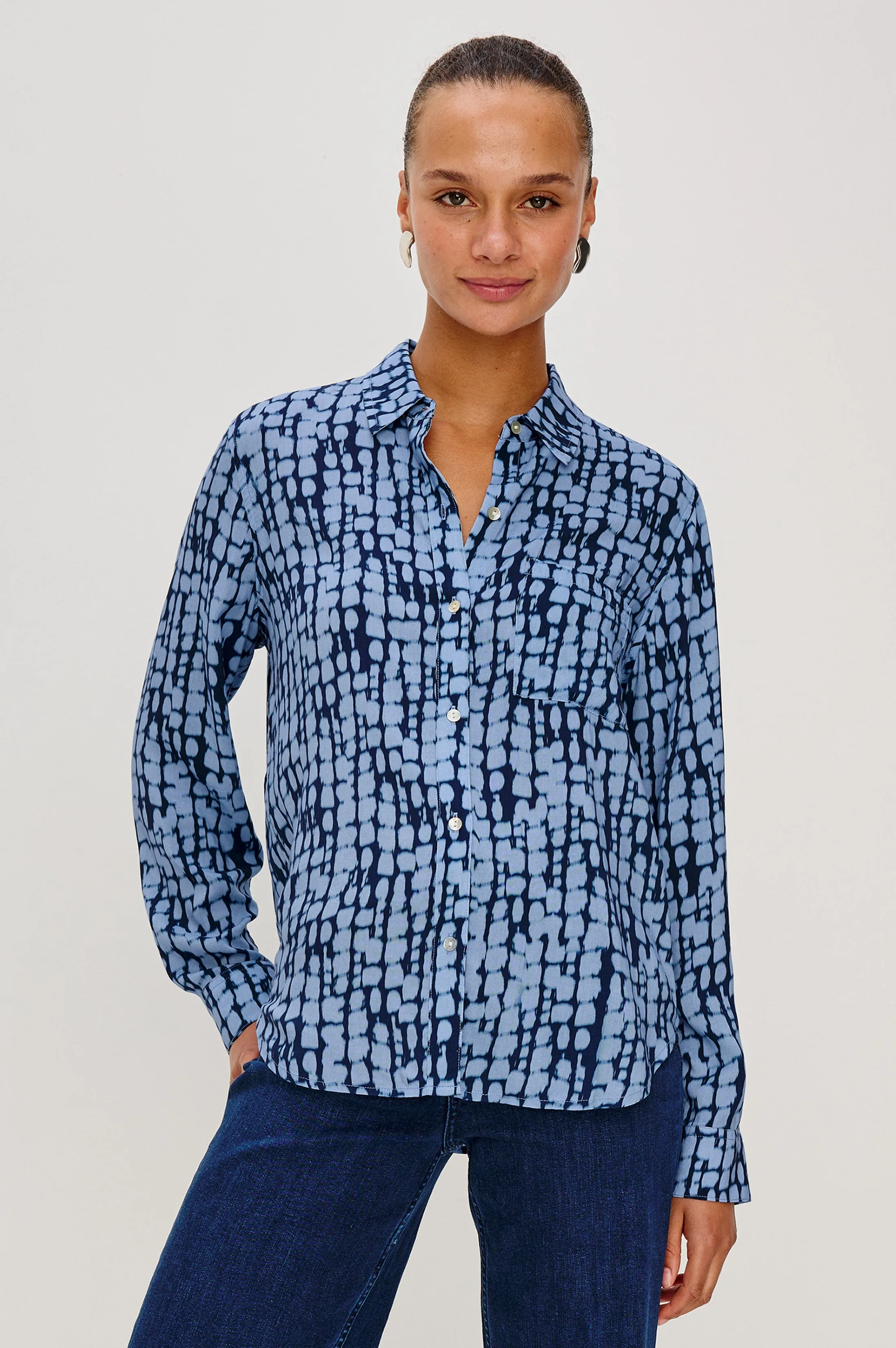JOSEPHINE SHIRT - INDIGO SHIBORI sold by Rails