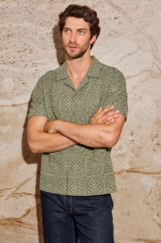 TYLER SHIRT - SURPLUS SAGE SQUARES made by Rails