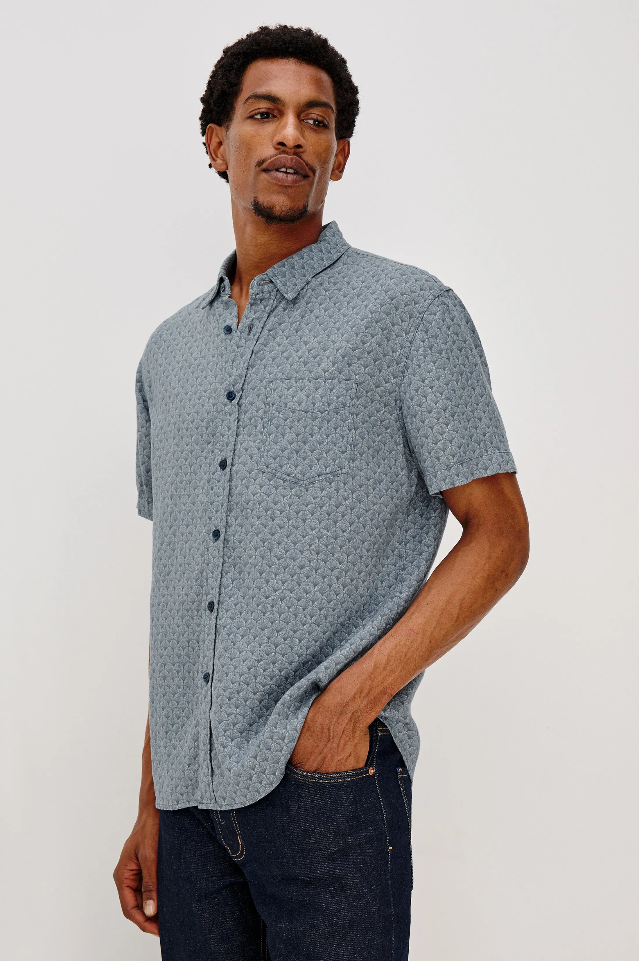 CARSON SHIRT - GINKGO BLUE ICE sold by Rails