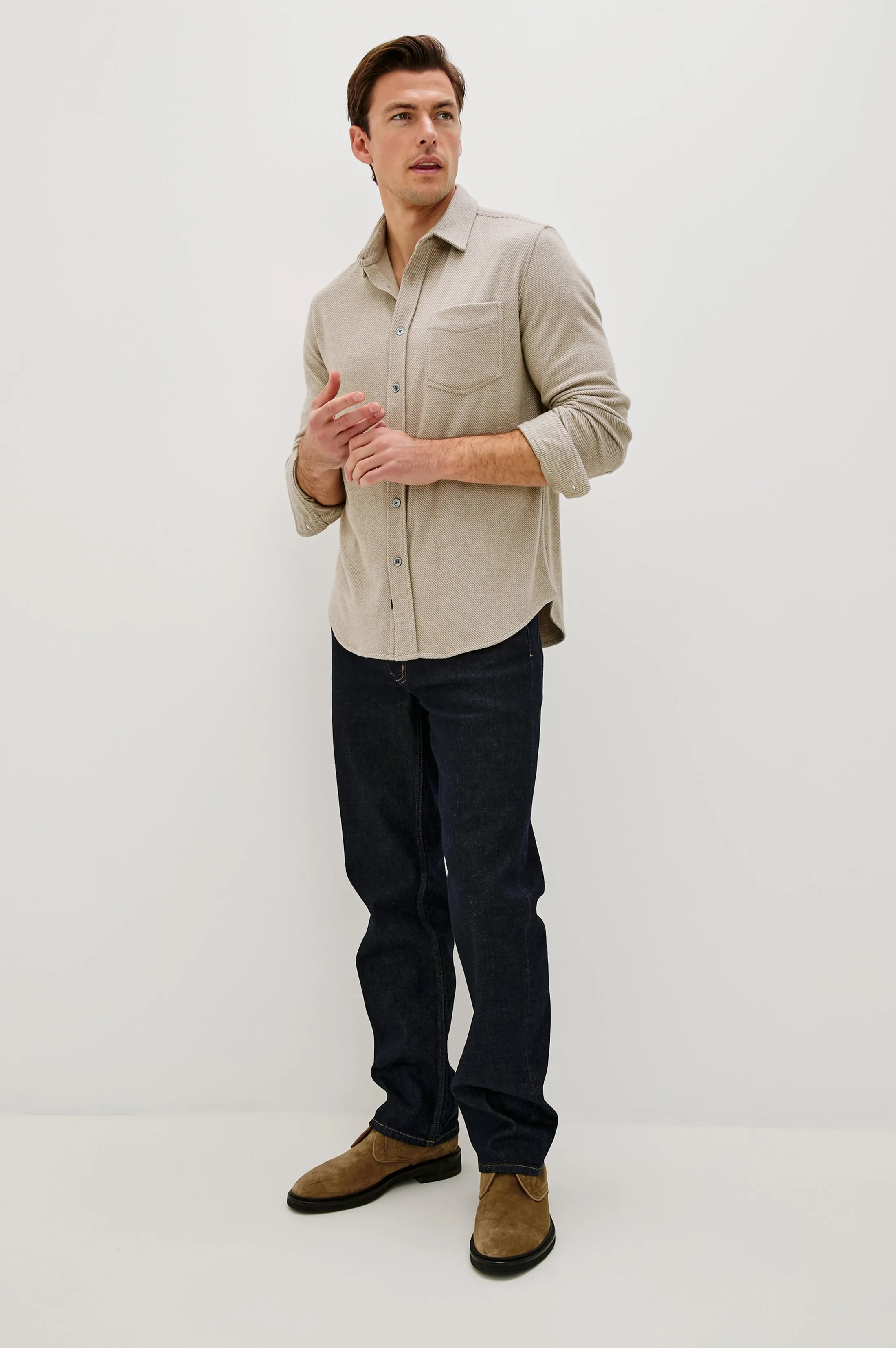 HAWKE SHIRT - TAUPE TWILL sold by Rails product image thumbnail 3