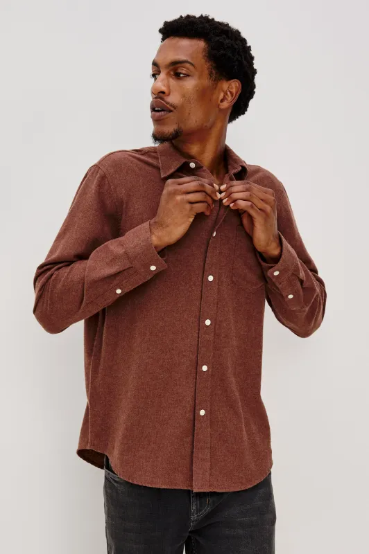 RUNSON SHIRT - MAHOGANY HEATHER sold by Rails