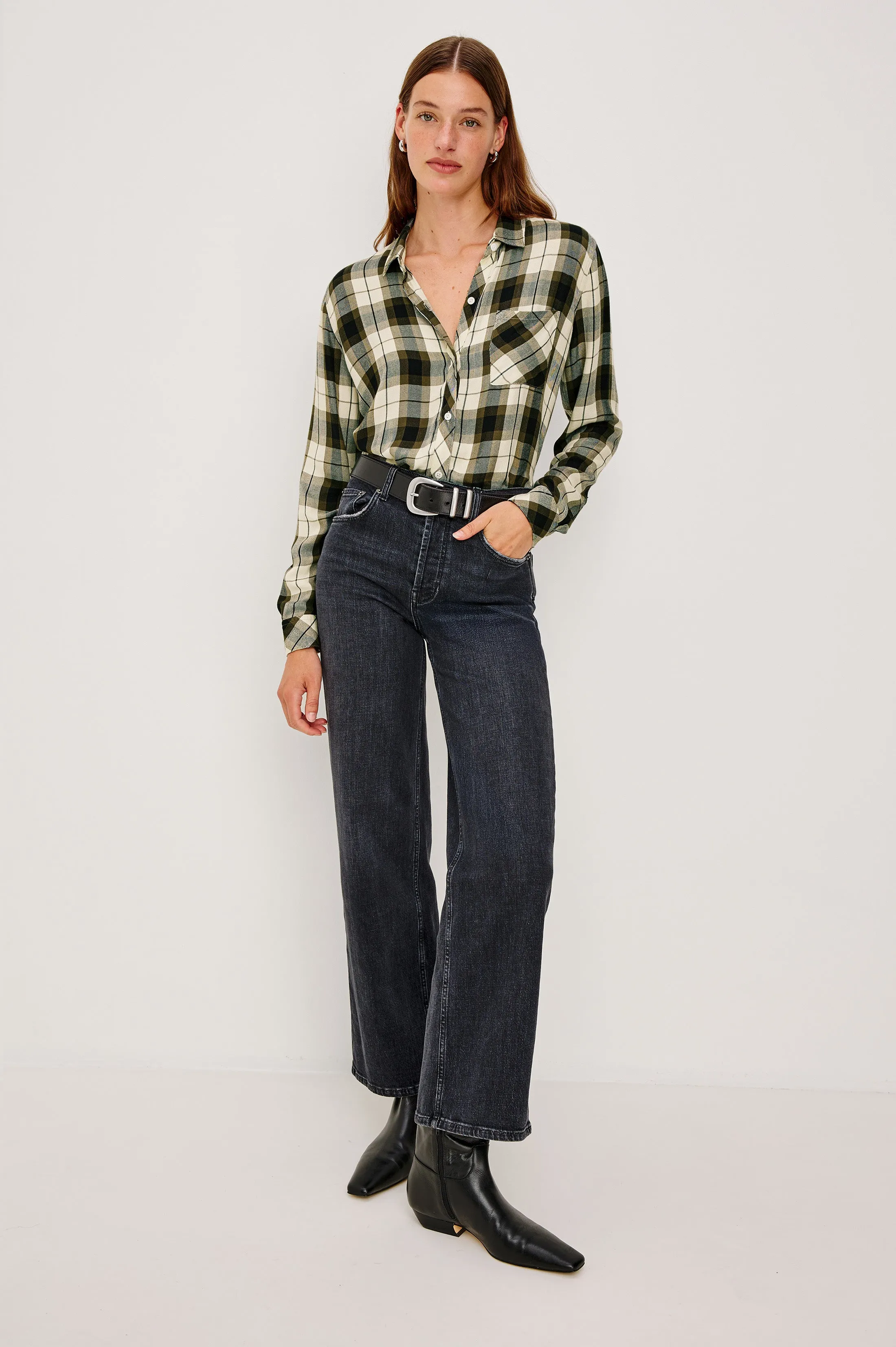 HUNTER SHIRT - IVORY OLIVE ASH sold by Rails product image thumbnail 4