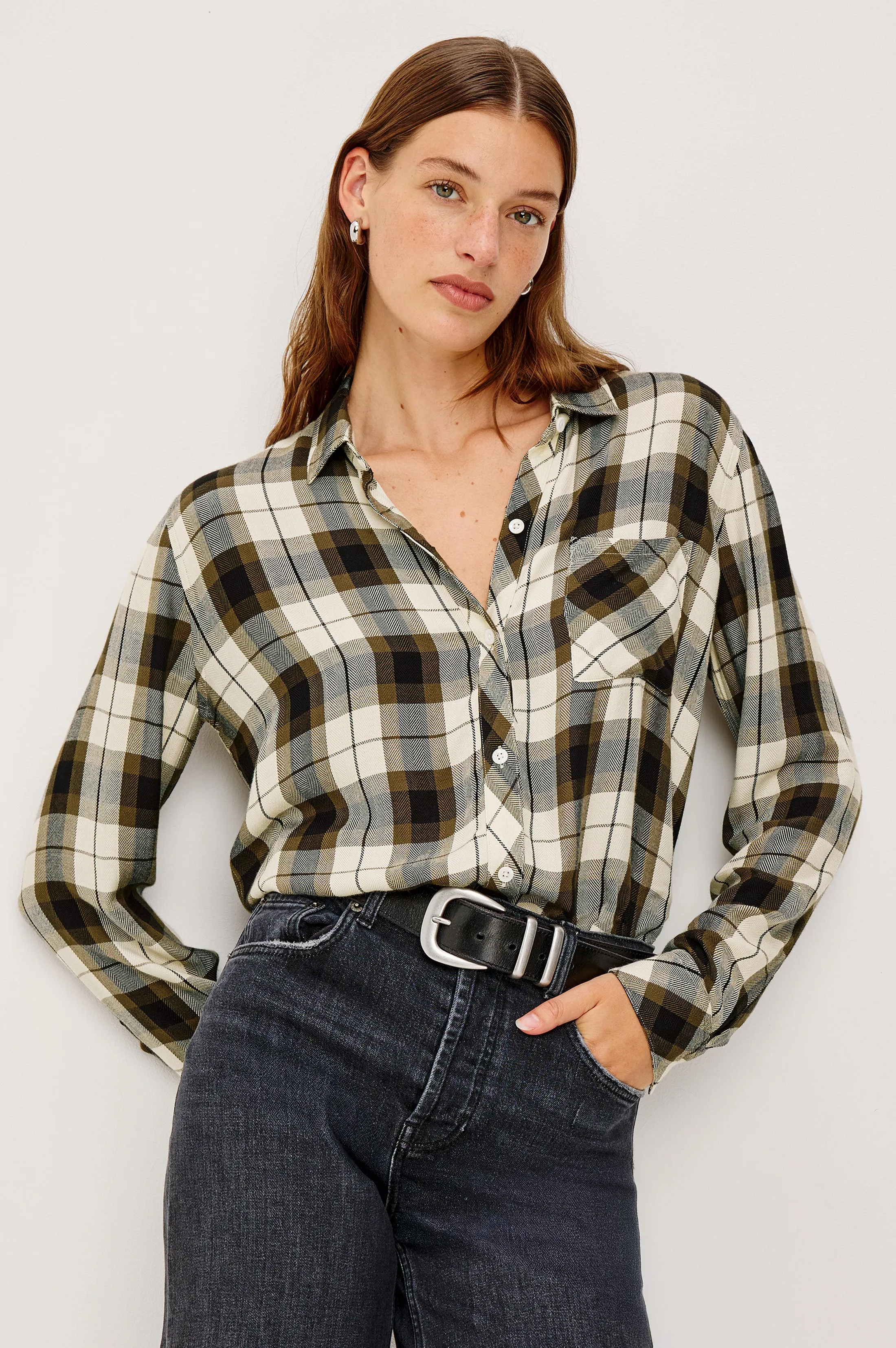 HUNTER SHIRT - IVORY OLIVE ASH sold by Rails product image thumbnail 3