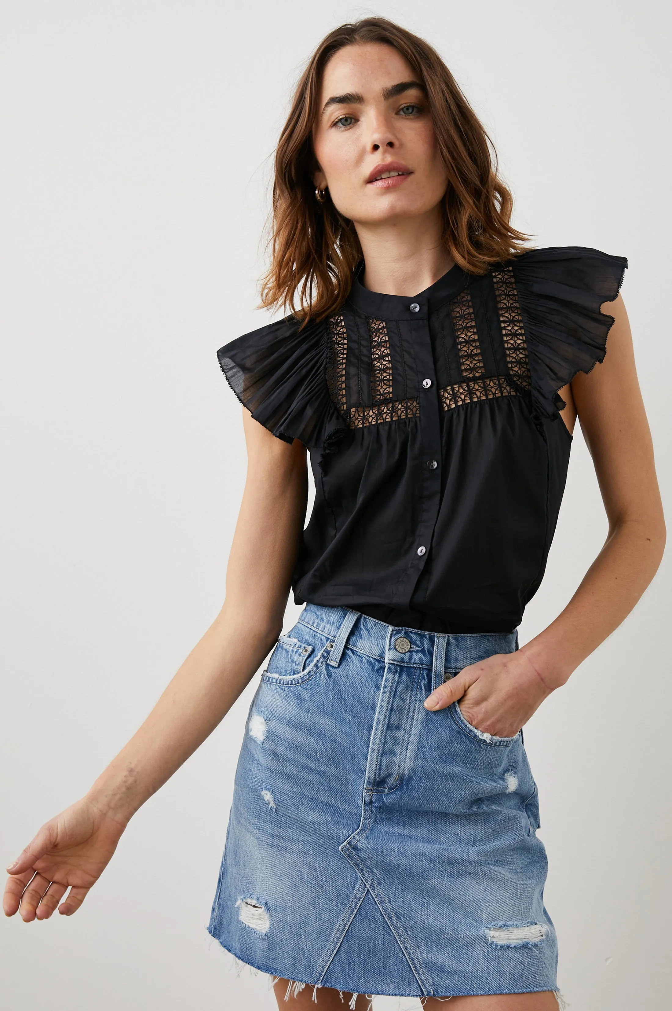 LOUELLA TOP - TRUE BLACK sold by Rails