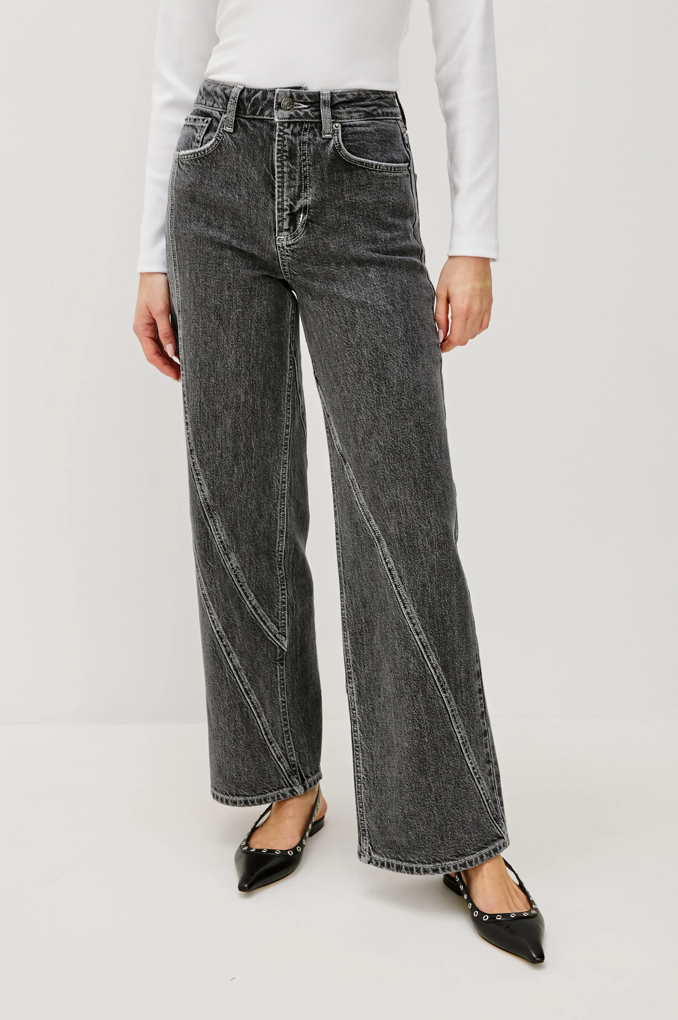 GETTY TWIST SEAM WIDE LEG - WASHED CHARCOAL sold by Rails