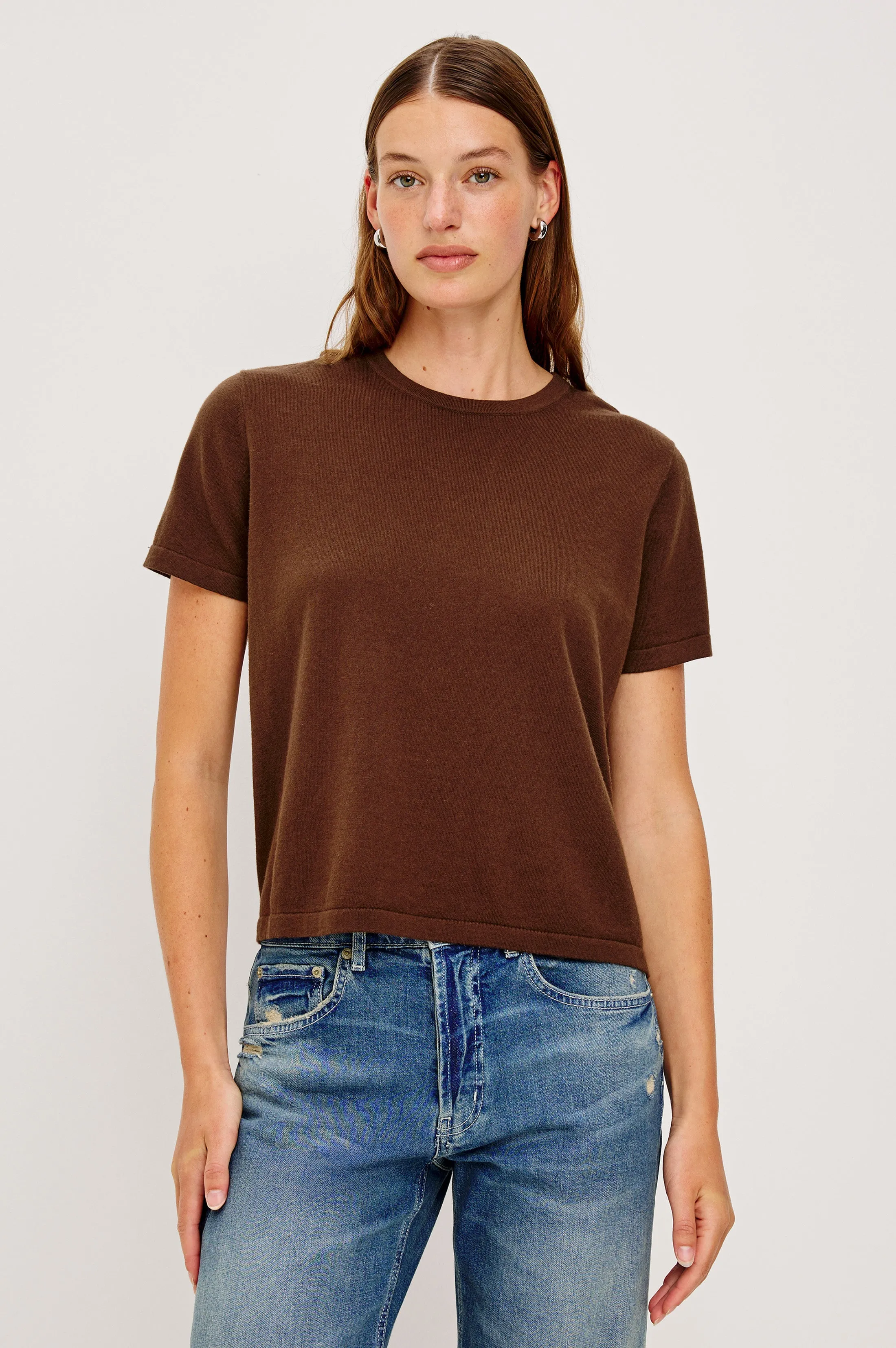 COTTON CASHMERE T-SHIRT - ESPRESSO sold by Rails