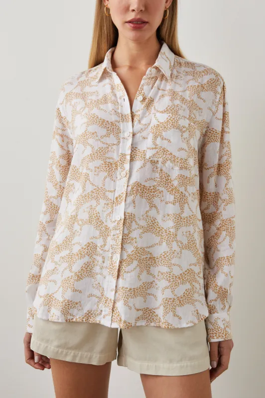 CHARLI SHIRT - GOLD CHEETAH sold by Rails