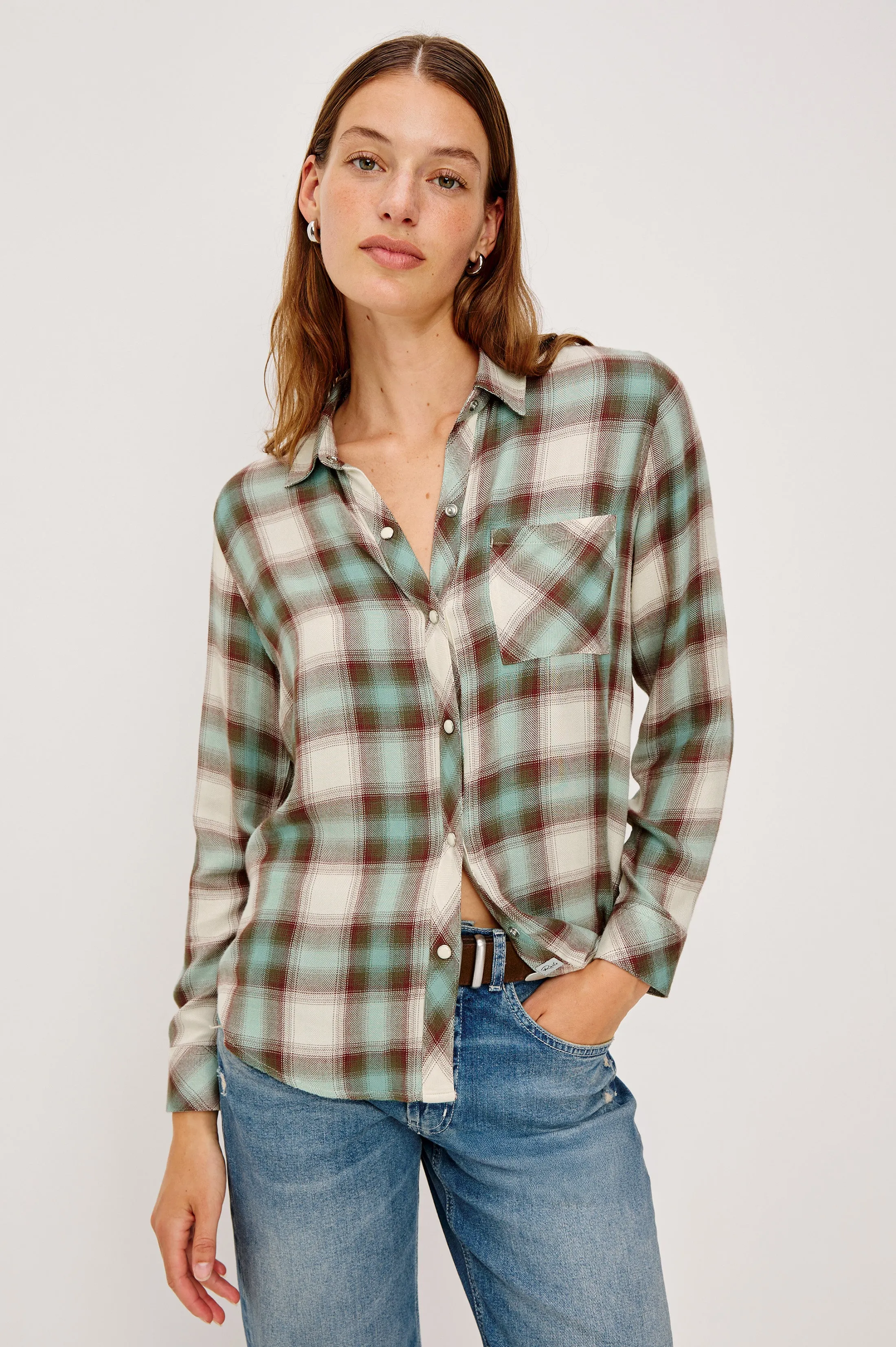 HUNTER SHIRT - BIRCH OLIVE TEAL sold by Rails